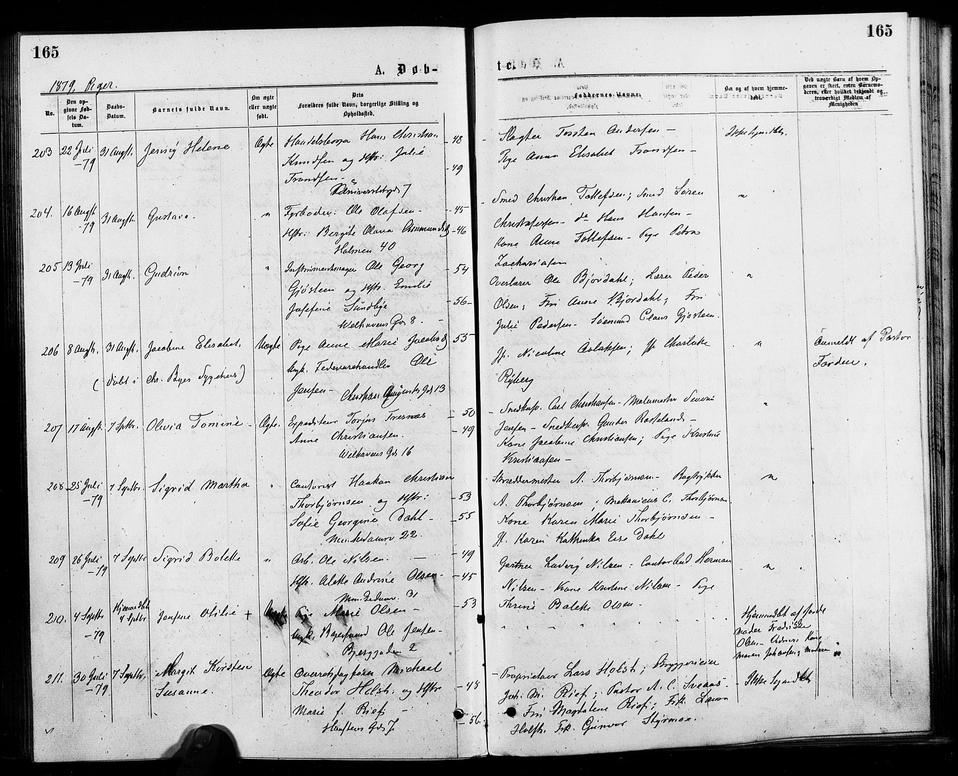Trefoldighet prestekontor Kirkebøker, AV/SAO-A-10882/F/Fa/L0004: Ministerialbok nr. I 4, 1876-1880, s. 165