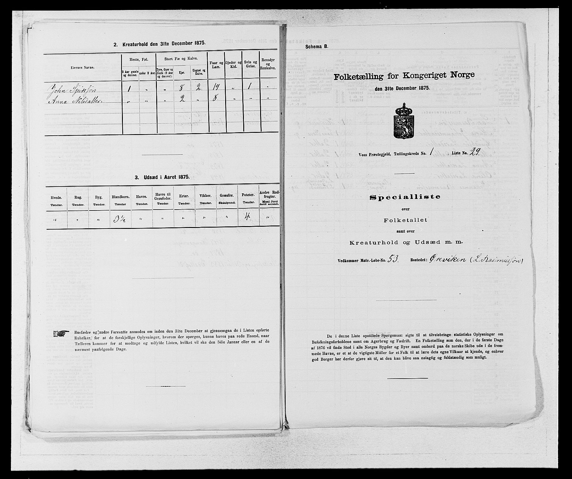 SAB, Folketelling 1875 for 1235P Voss prestegjeld, 1875, s. 1764