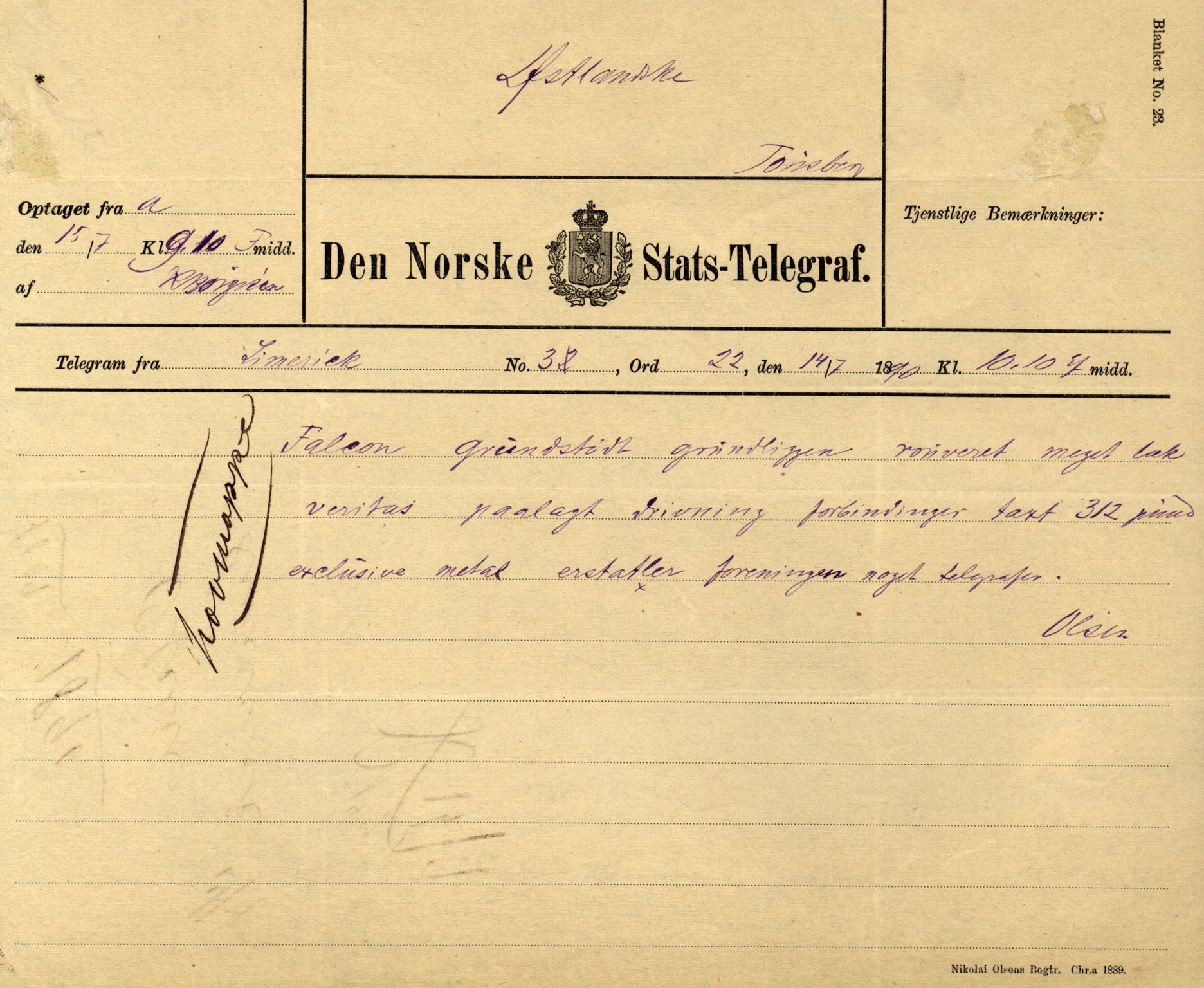 Pa 63 - Østlandske skibsassuranceforening, VEMU/A-1079/G/Ga/L0026/0009: Havaridokumenter / Rex, Resolve, Regulator, Familien, Falcon, Johanne, 1890, s. 51