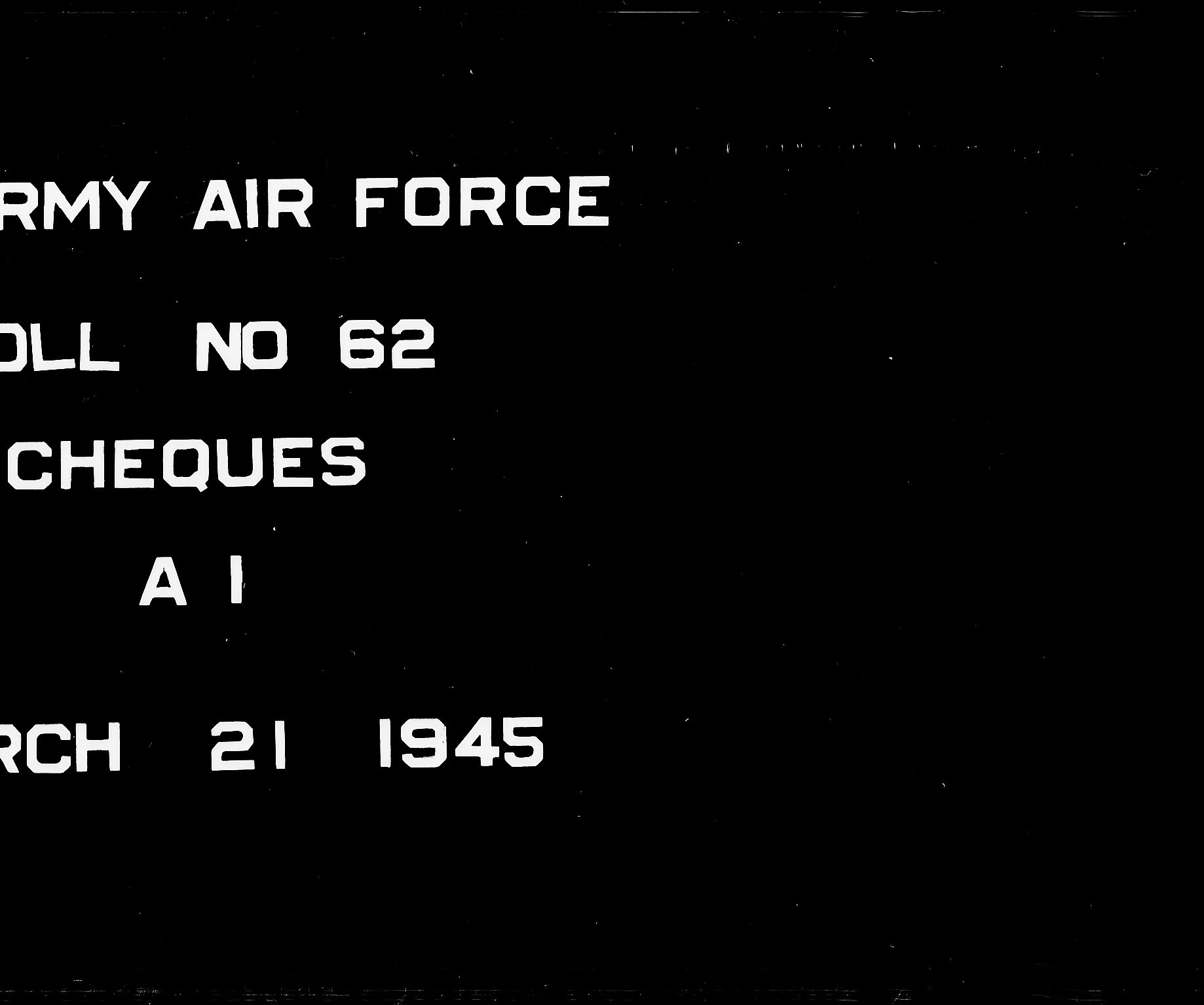 Forsvaret, Flyvåpnenes treningsleir 1940-1945, RA/RAFA-3974/V/L0062: Sjekker.  R.N.A.A.F. sjekker A-1 til A-3999., 1940-1945