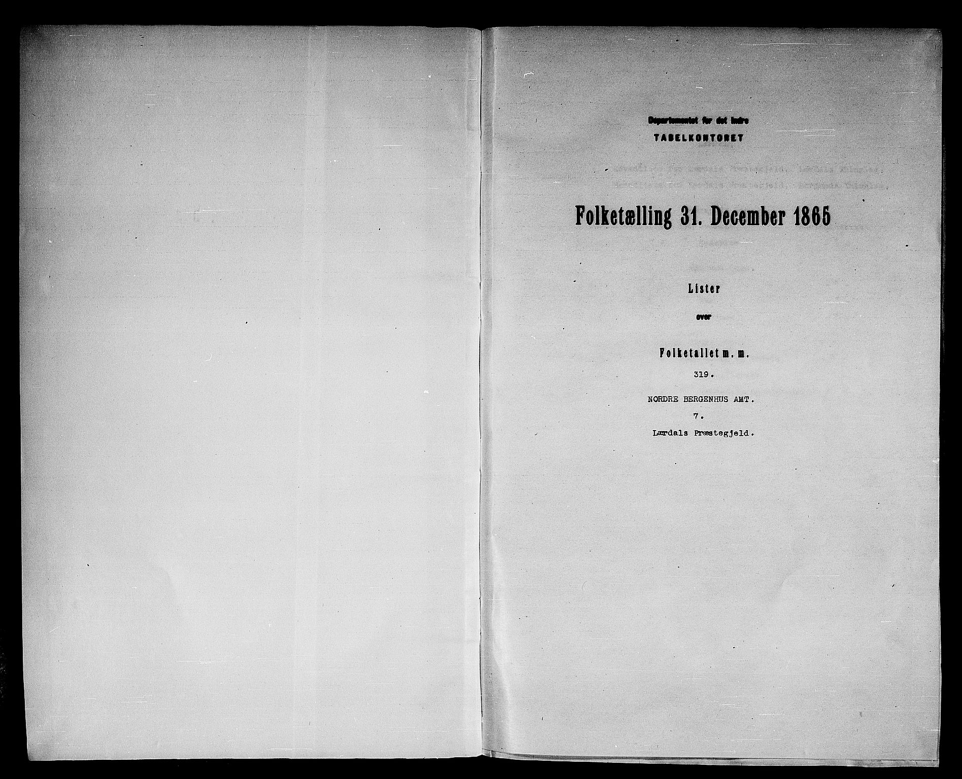 RA, Folketelling 1865 for 1422P Lærdal prestegjeld, 1865, s. 3