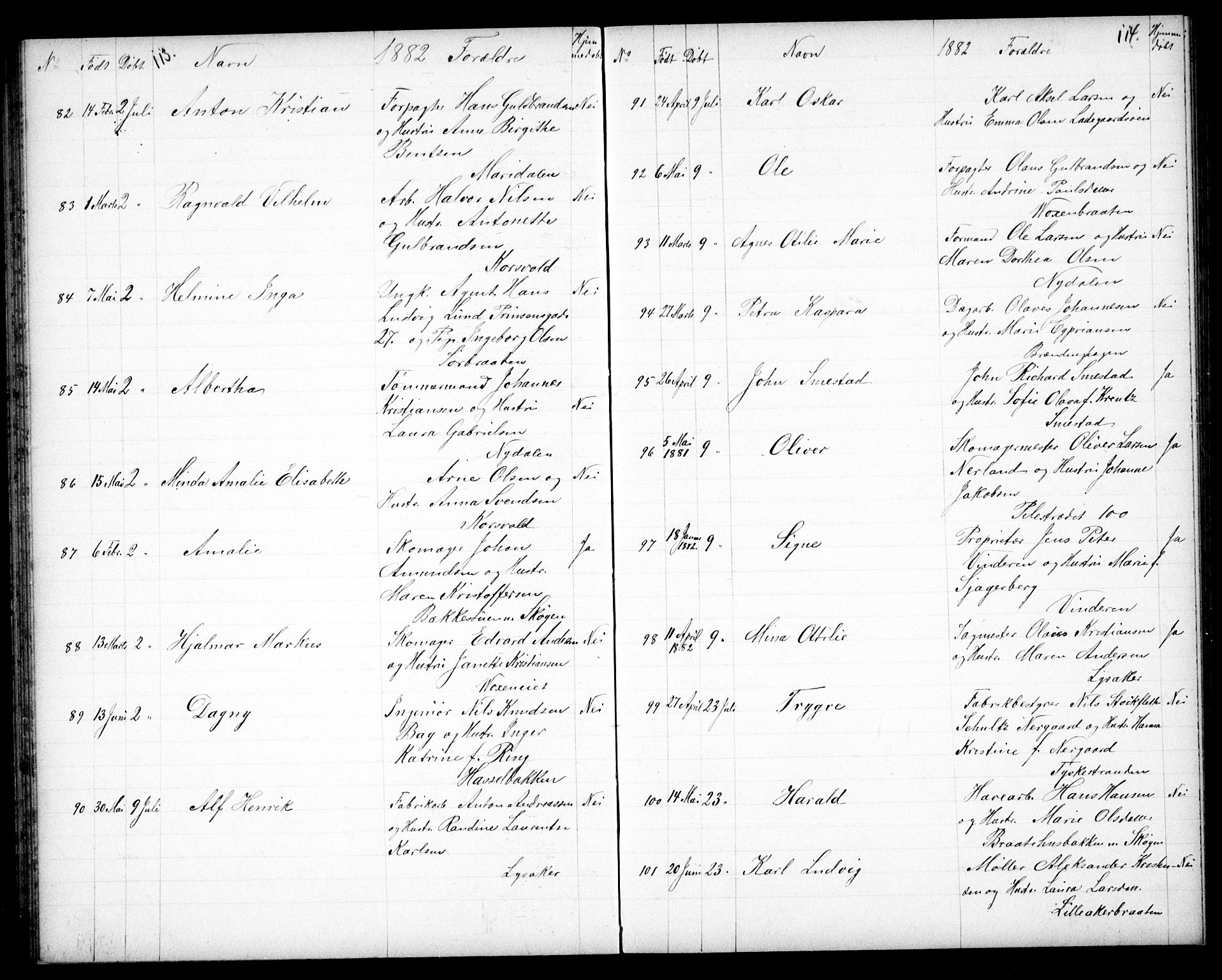 Vestre Aker prestekontor Kirkebøker, AV/SAO-A-10025/G/Ga/L0003: Klokkerbok nr. I 3, 1878-1891, s. 113-114