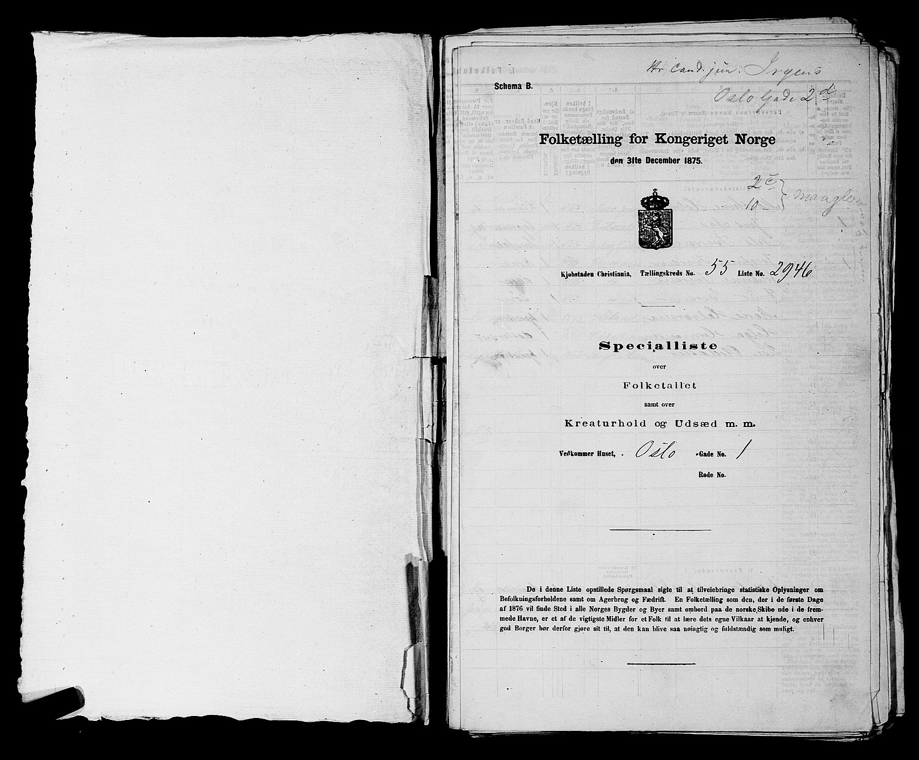 RA, Folketelling 1875 for 0301 Kristiania kjøpstad, 1875, s. 8298