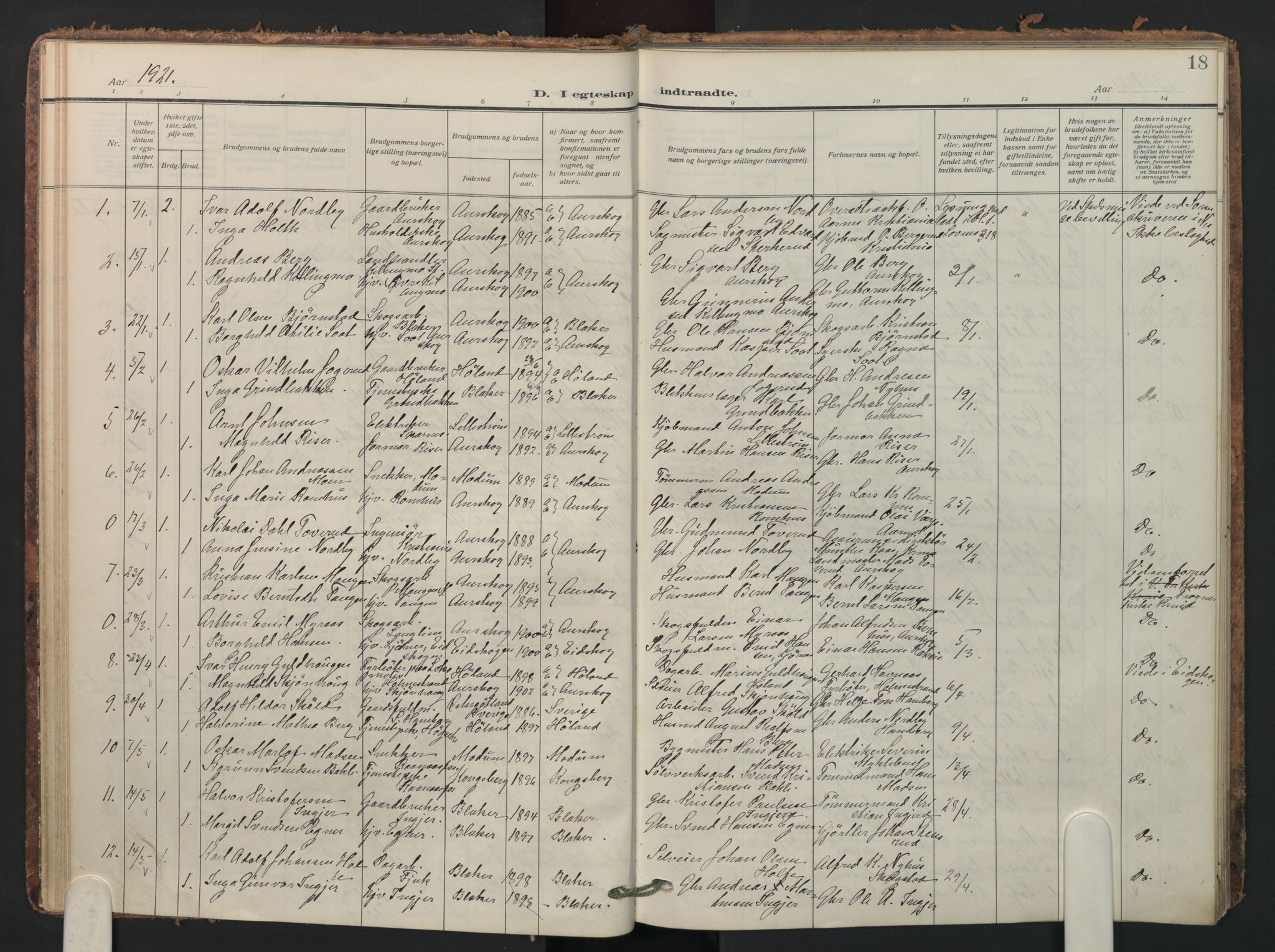 Aurskog prestekontor Kirkebøker, AV/SAO-A-10304a/F/Fa/L0016: Ministerialbok nr. I 16, 1910-1934, s. 18