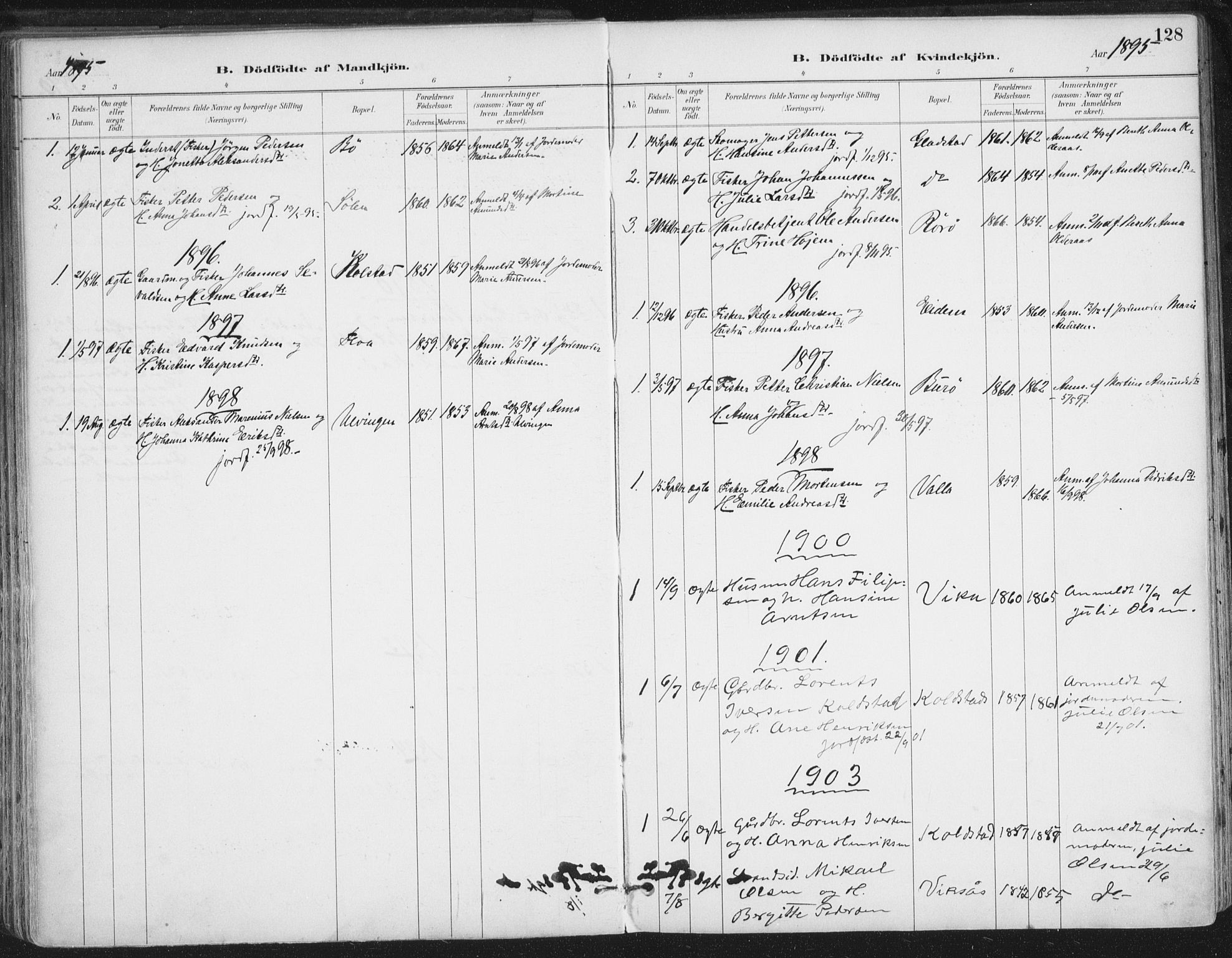 Ministerialprotokoller, klokkerbøker og fødselsregistre - Nordland, SAT/A-1459/816/L0244: Ministerialbok nr. 816A10, 1886-1903, s. 128