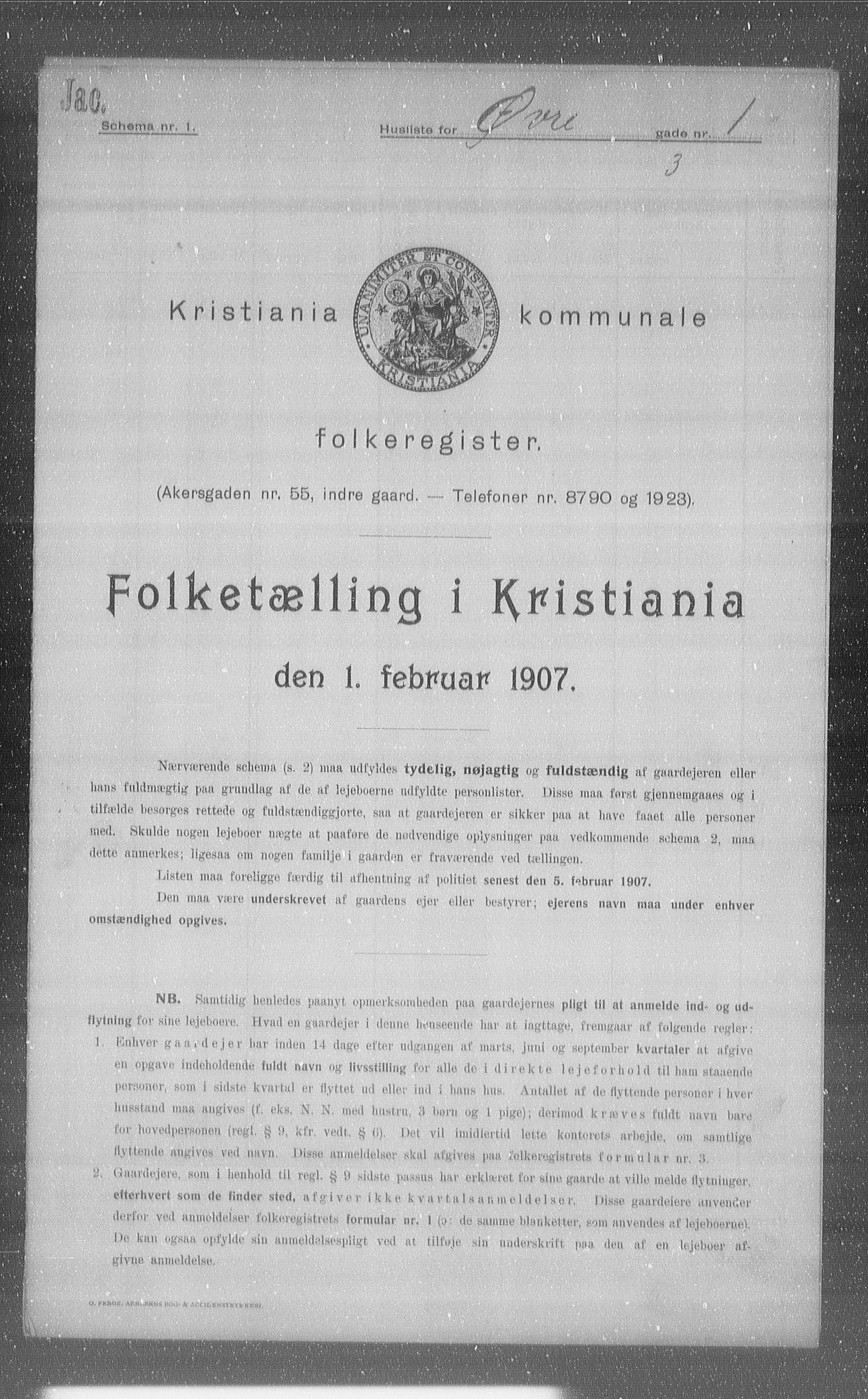 OBA, Kommunal folketelling 1.2.1907 for Kristiania kjøpstad, 1907, s. 65806