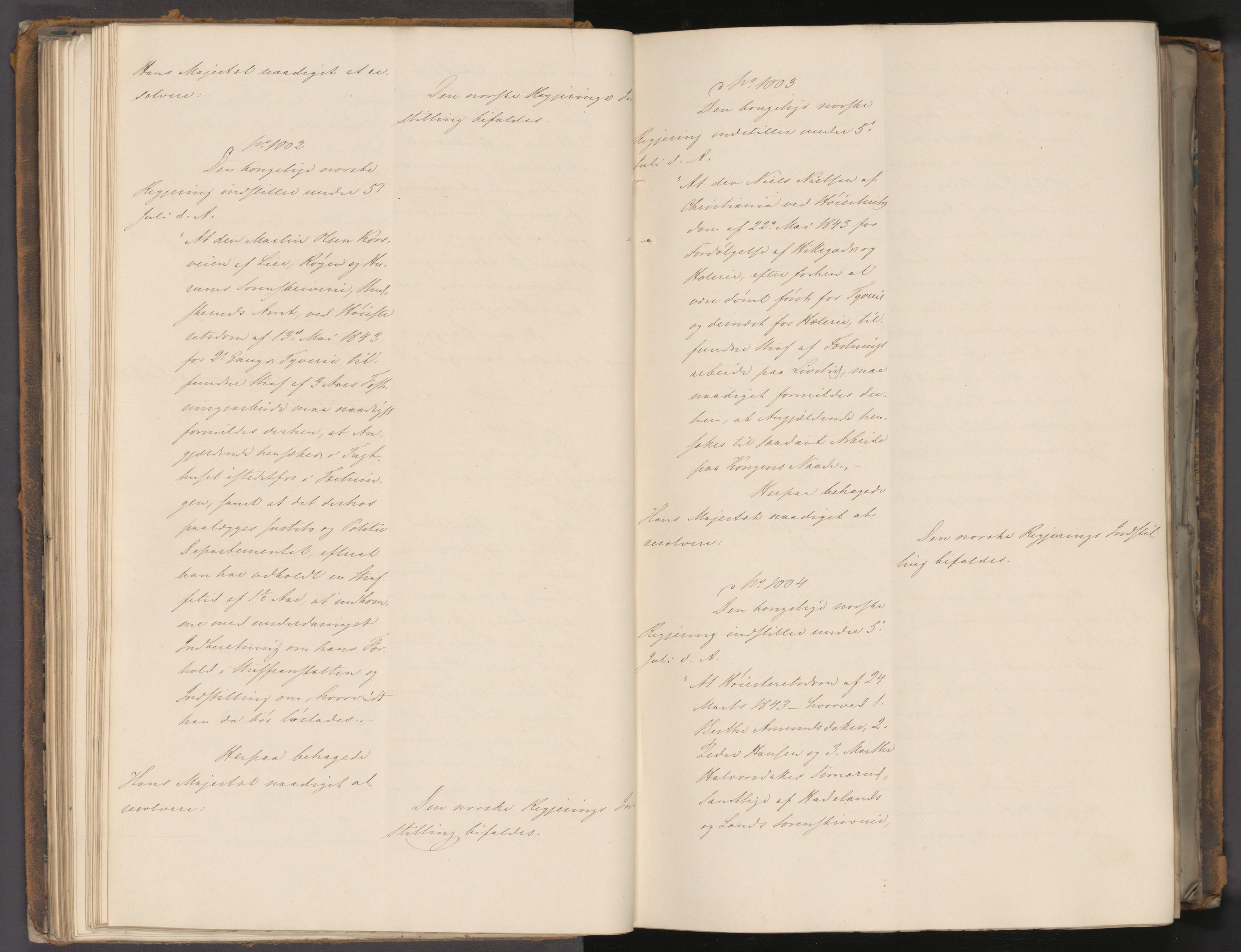 Statsrådssekretariatet, AV/RA-S-1001/A/Ab/L0058: Kgl. res. nr. 881-1783, 2. halvår, 1843