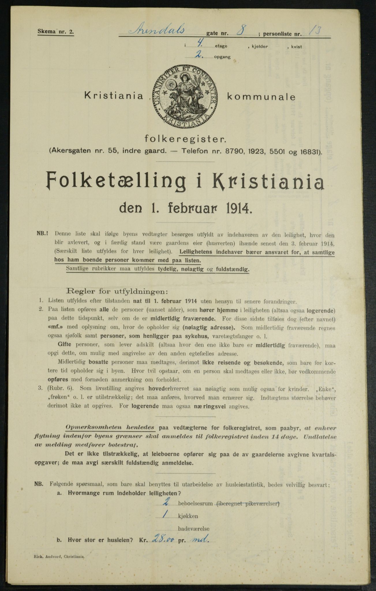 OBA, Kommunal folketelling 1.2.1914 for Kristiania, 1914, s. 2042