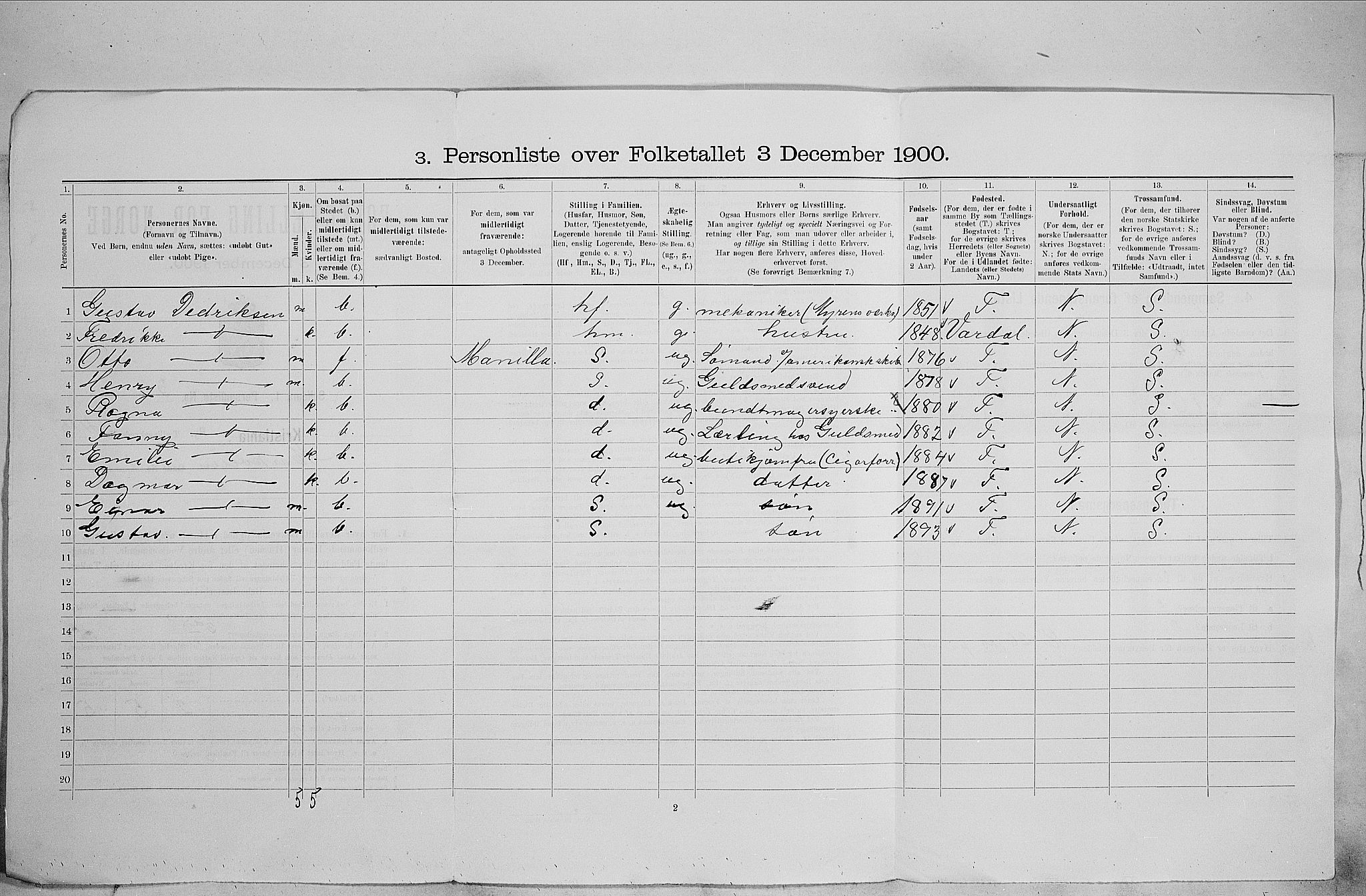 SAO, Folketelling 1900 for 0301 Kristiania kjøpstad, 1900, s. 57263