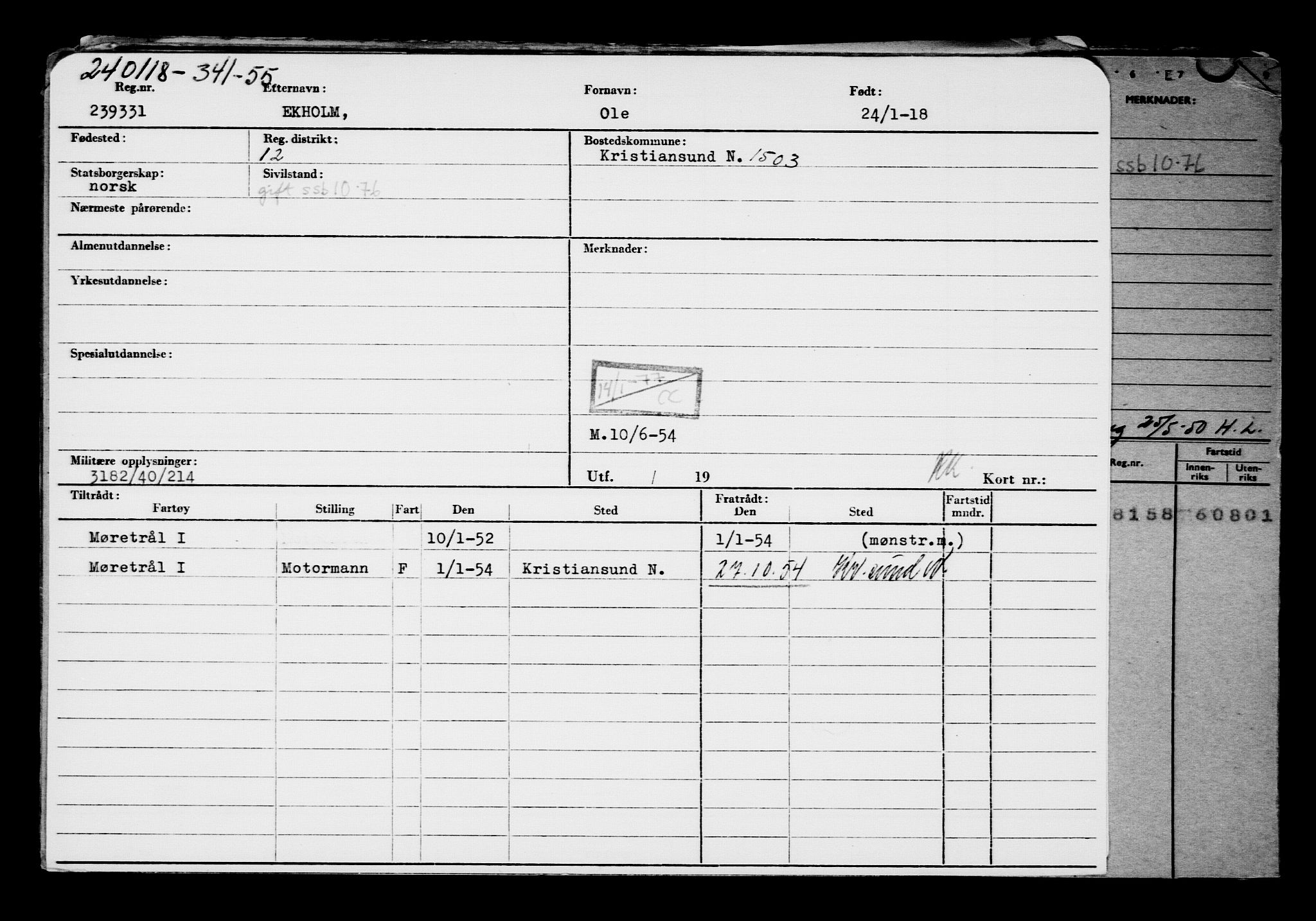 Direktoratet for sjømenn, AV/RA-S-3545/G/Gb/L0155: Hovedkort, 1918, s. 96