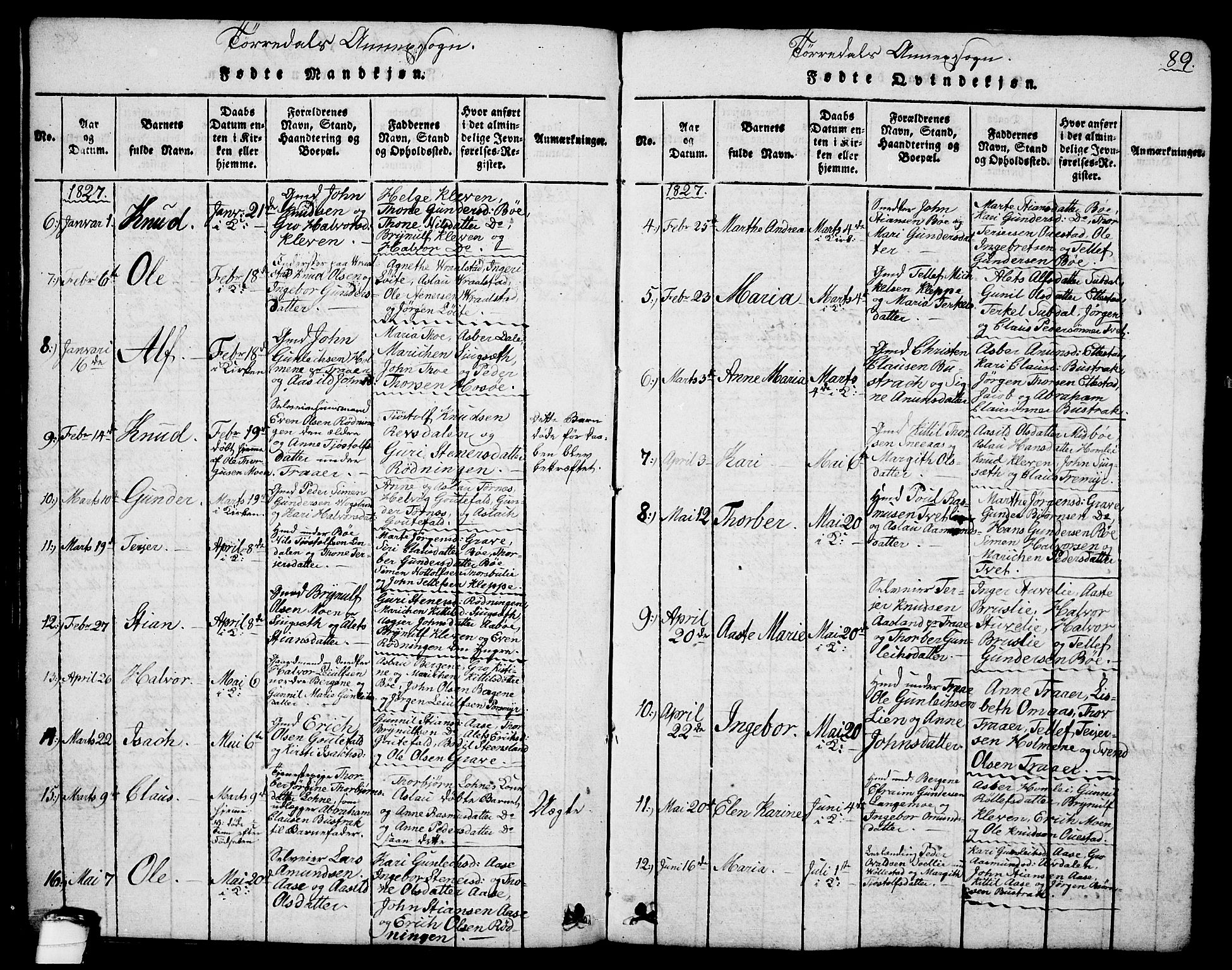 Drangedal kirkebøker, AV/SAKO-A-258/G/Ga/L0001: Klokkerbok nr. I 1 /2, 1814-1856, s. 89