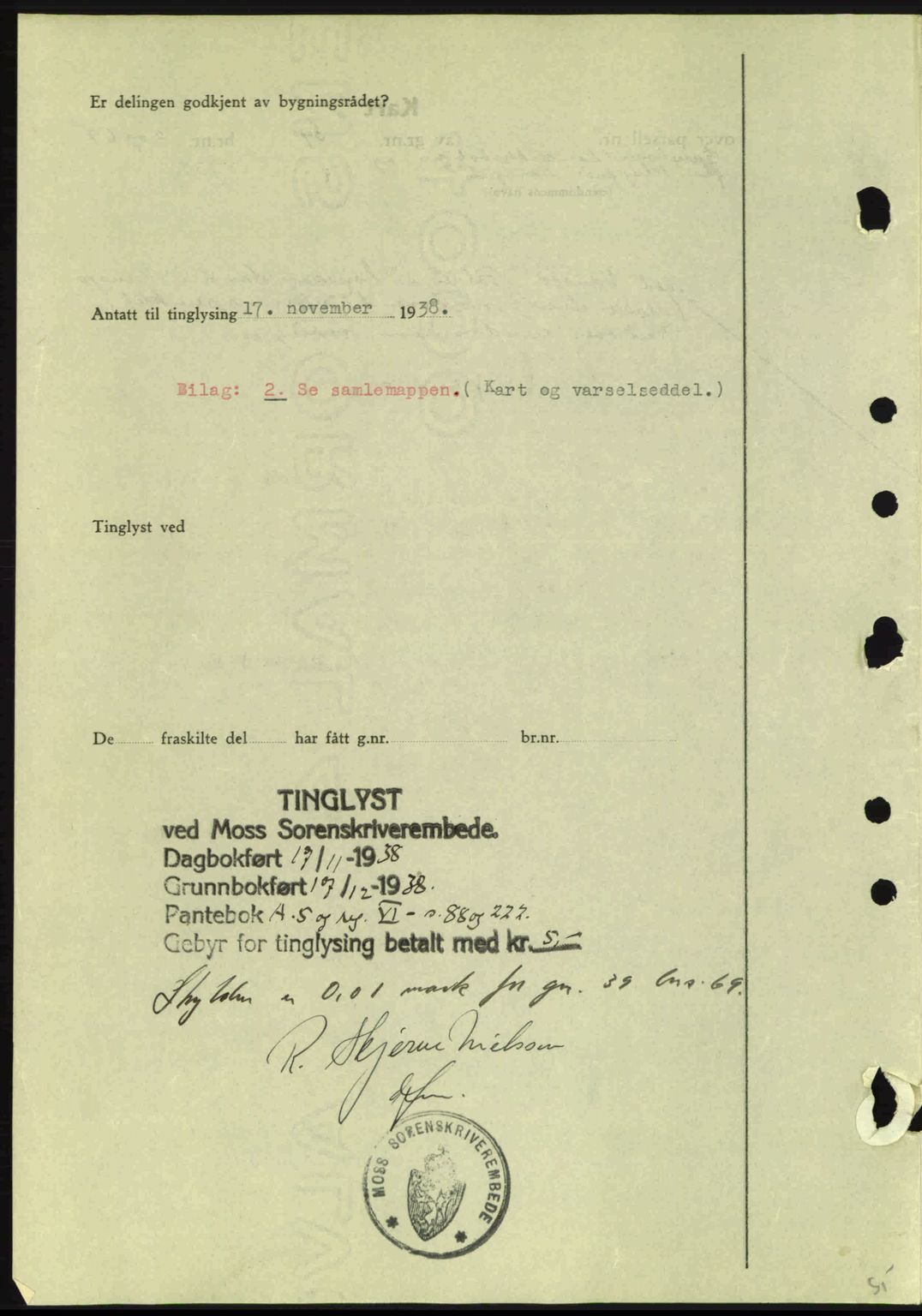 Moss sorenskriveri, SAO/A-10168: Pantebok nr. A5, 1938-1939, Dagboknr: 2510/1938