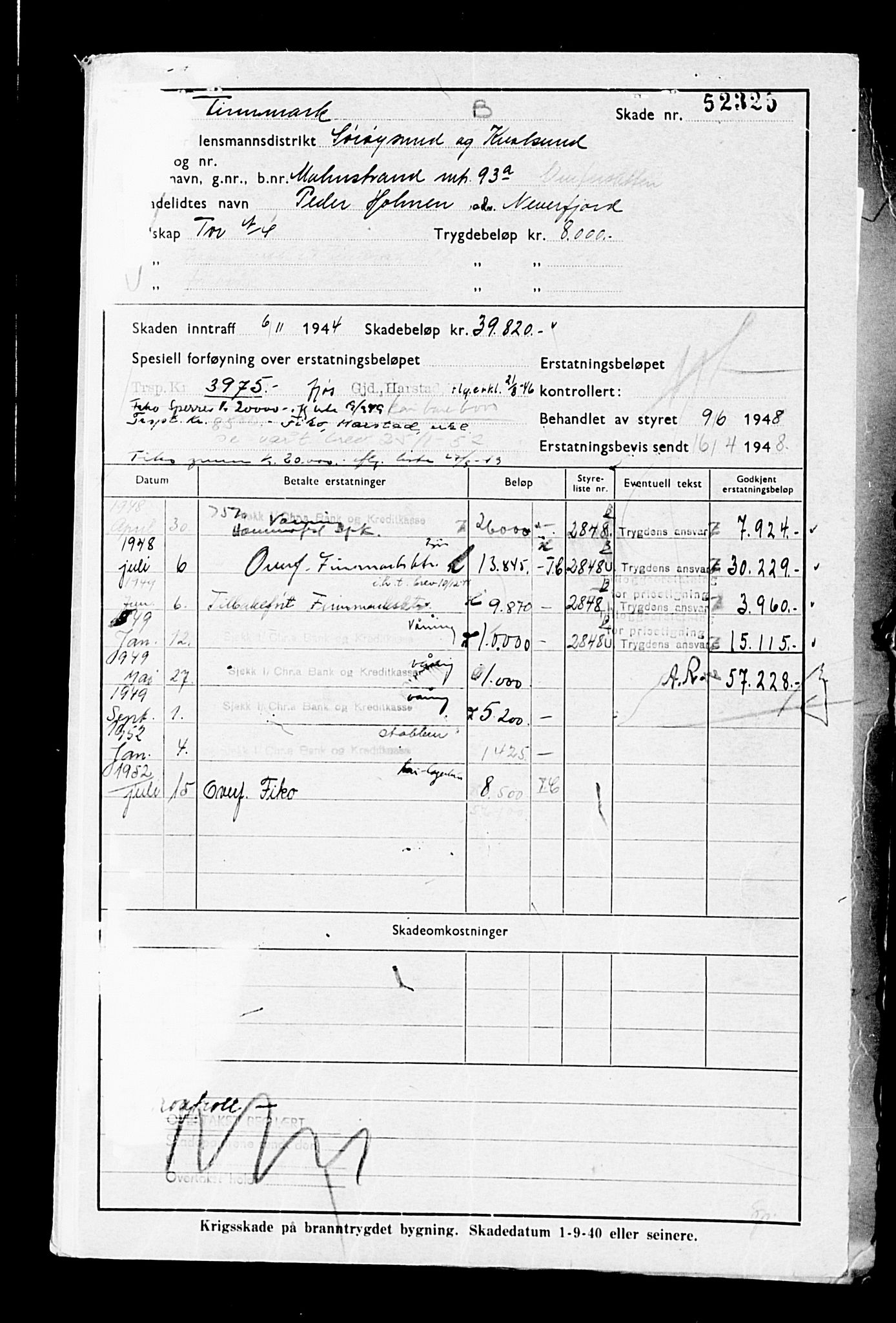 Krigsskadetrygdene for bygninger og løsøre, AV/RA-S-1548/V/L0014: --, 1940-1945, s. 42