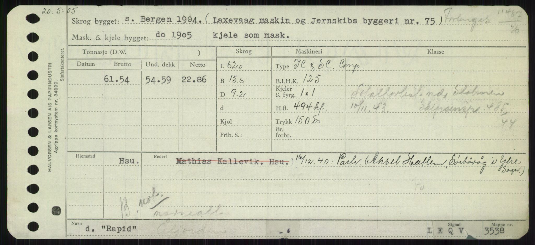 Sjøfartsdirektoratet med forløpere, Skipsmålingen, RA/S-1627/H/Ha/L0004/0002: Fartøy, Mas-R / Fartøy, Odin-R, s. 551