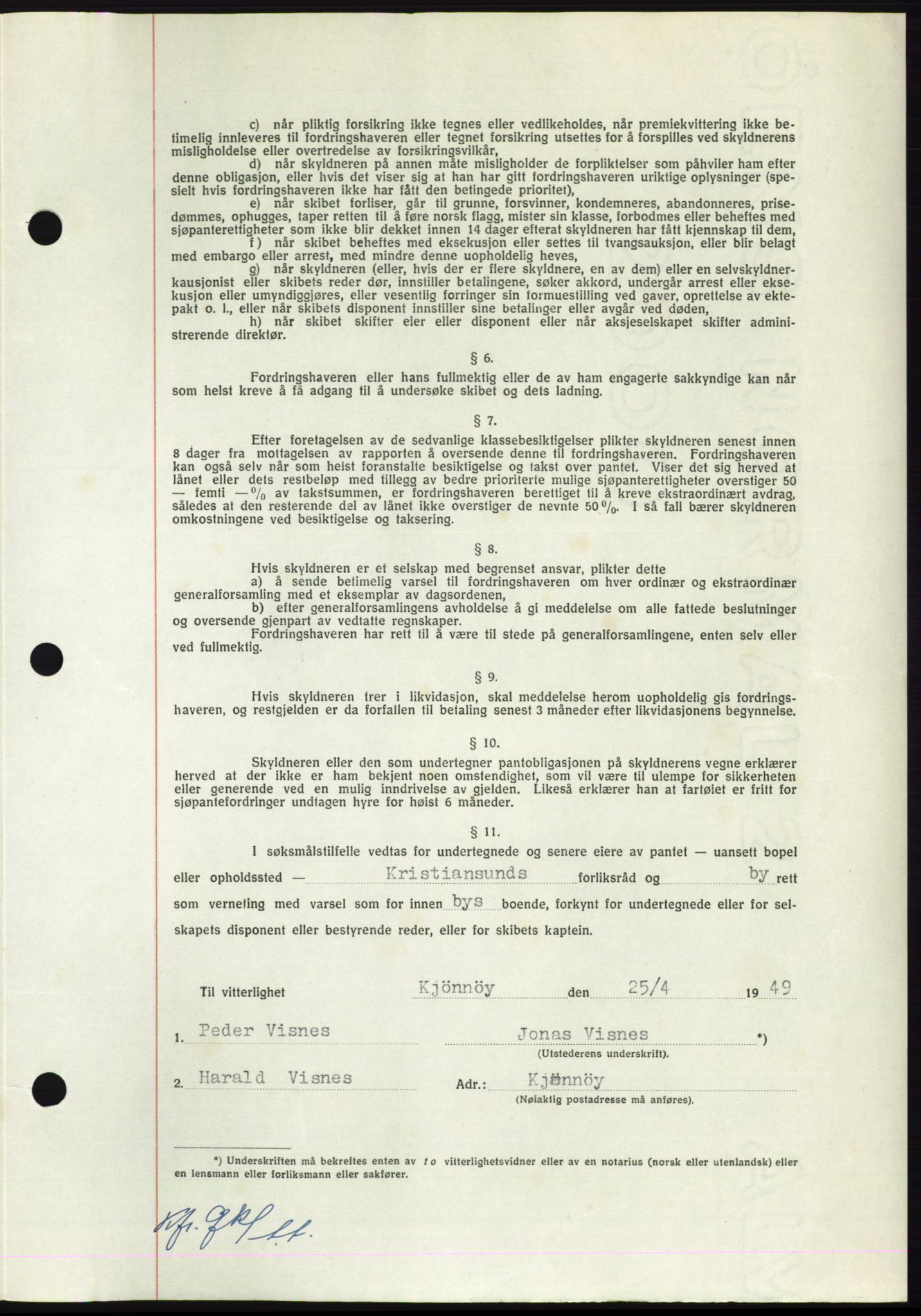 Nordmøre sorenskriveri, AV/SAT-A-4132/1/2/2Ca: Pantebok nr. B101, 1949-1949, Dagboknr: 1075/1949