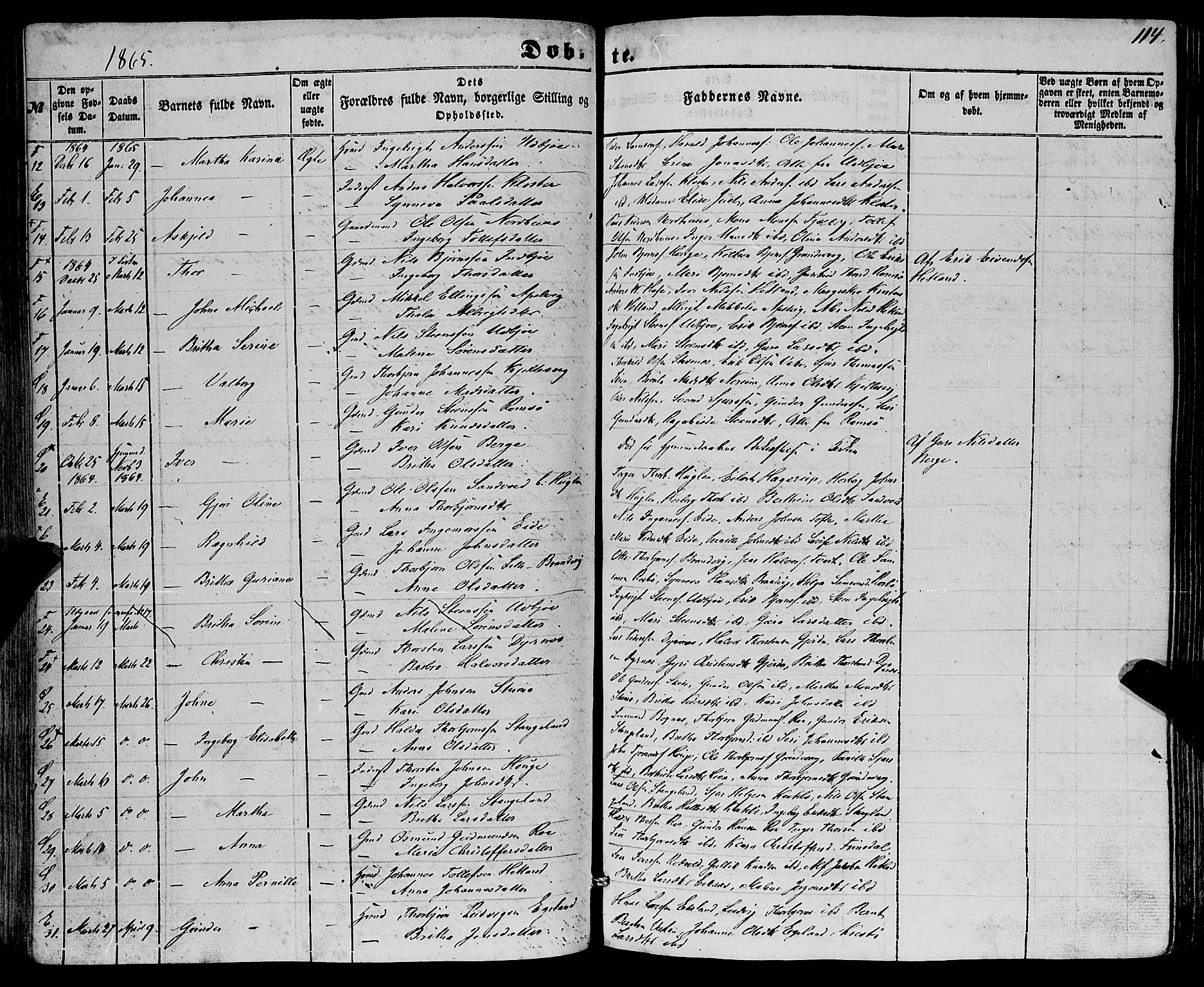 Fjelberg sokneprestembete, AV/SAB-A-75201/H/Haa: Ministerialbok nr. A 7, 1851-1867, s. 114