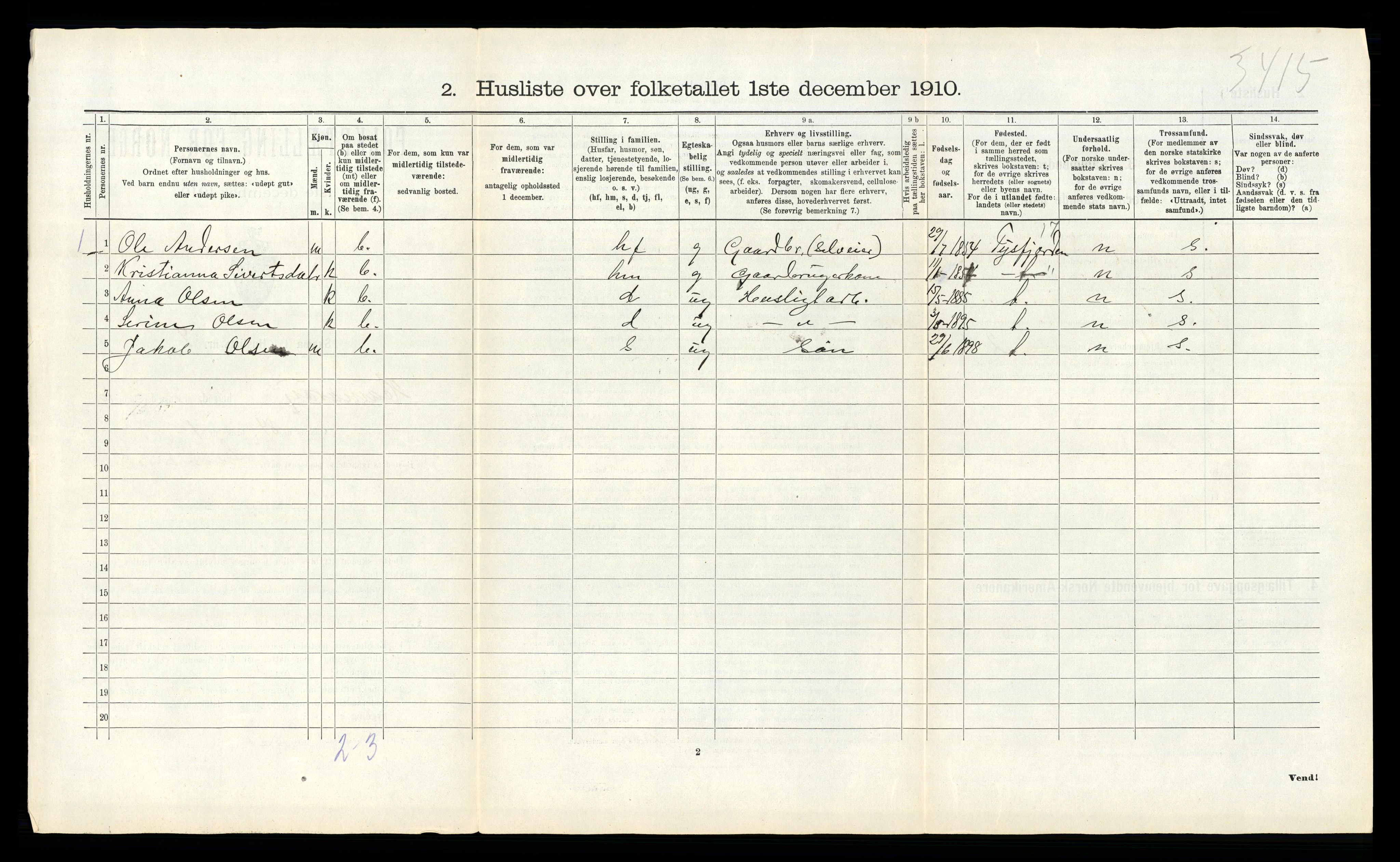 RA, Folketelling 1910 for 1849 Hamarøy herred, 1910, s. 997