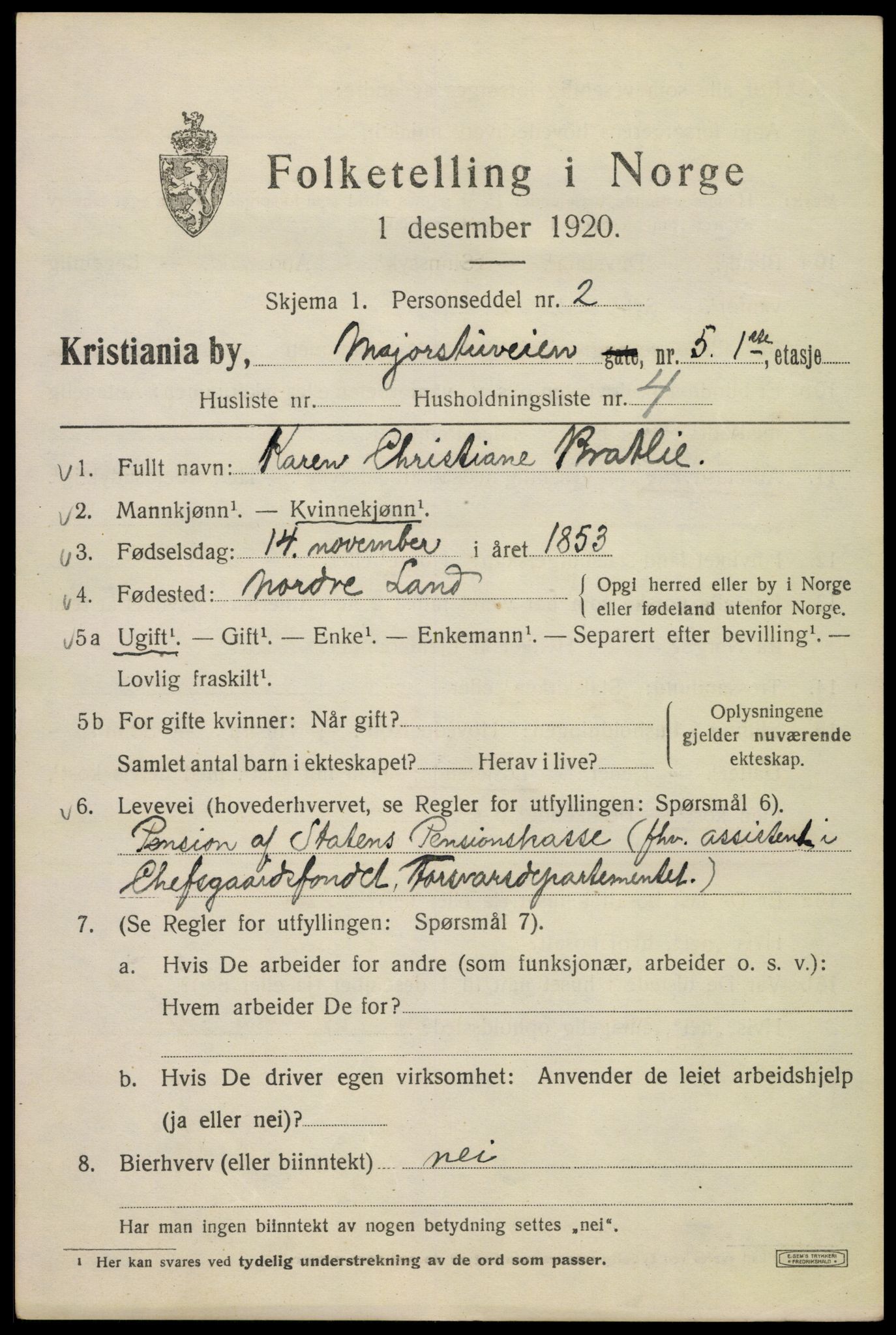 SAO, Folketelling 1920 for 0301 Kristiania kjøpstad, 1920, s. 371539