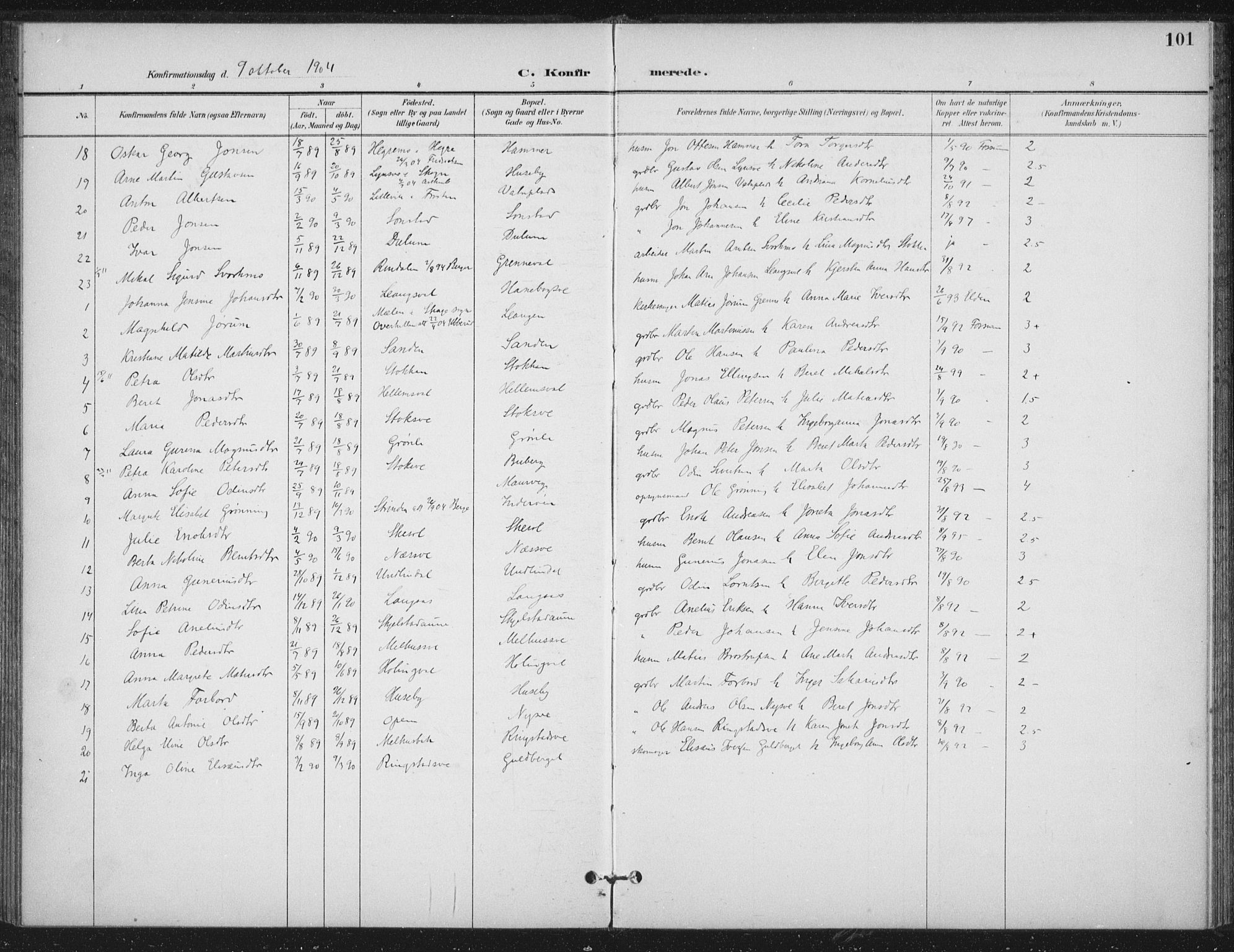 Ministerialprotokoller, klokkerbøker og fødselsregistre - Nord-Trøndelag, SAT/A-1458/714/L0131: Ministerialbok nr. 714A02, 1896-1918, s. 101