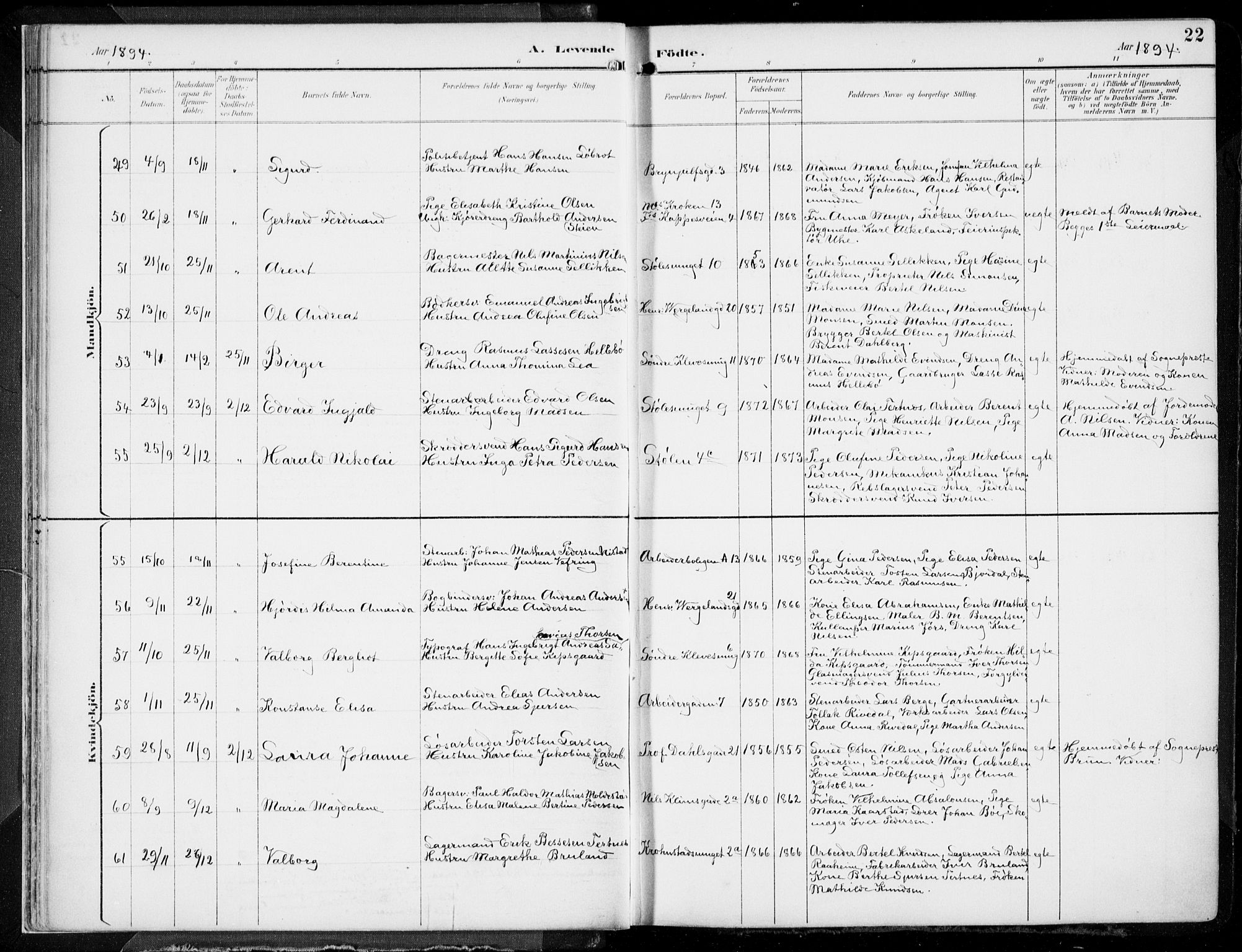 Mariakirken Sokneprestembete, AV/SAB-A-76901/H/Hab/L0005: Klokkerbok nr. A 5, 1893-1913, s. 22