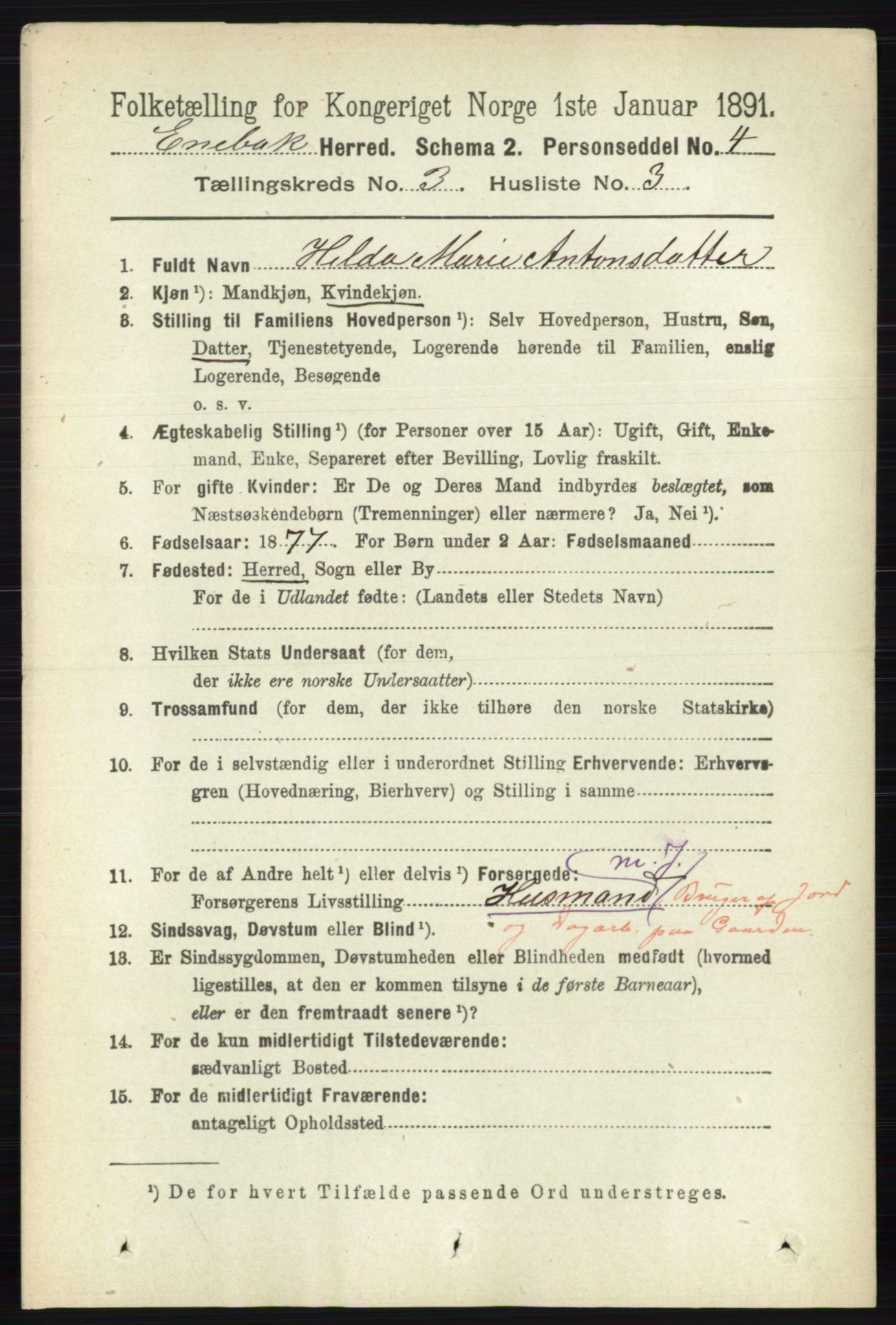 RA, Folketelling 1891 for 0229 Enebakk herred, 1891, s. 1136