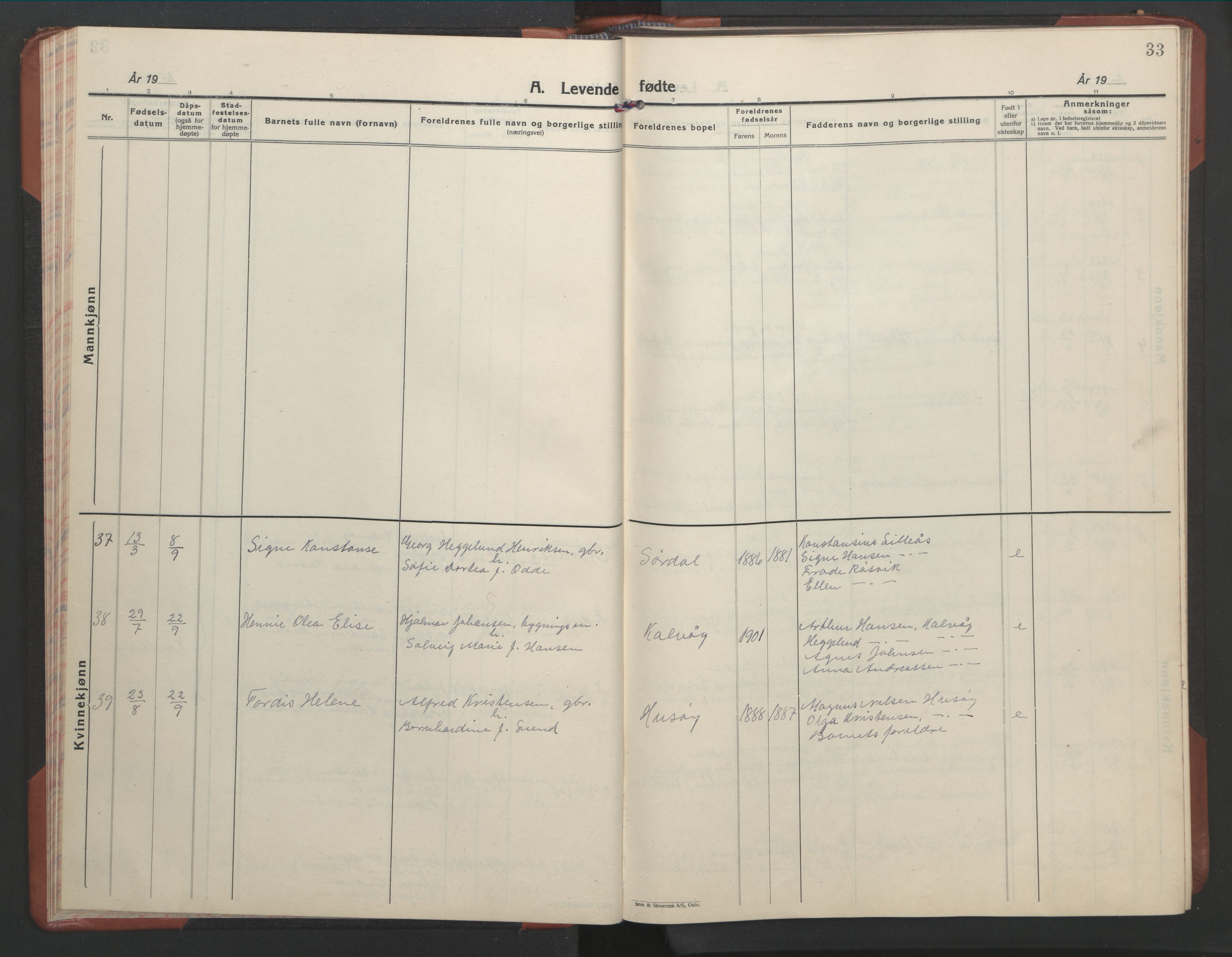 Ministerialprotokoller, klokkerbøker og fødselsregistre - Nordland, AV/SAT-A-1459/859/L0862: Klokkerbok nr. 859C08, 1925-1936, s. 33