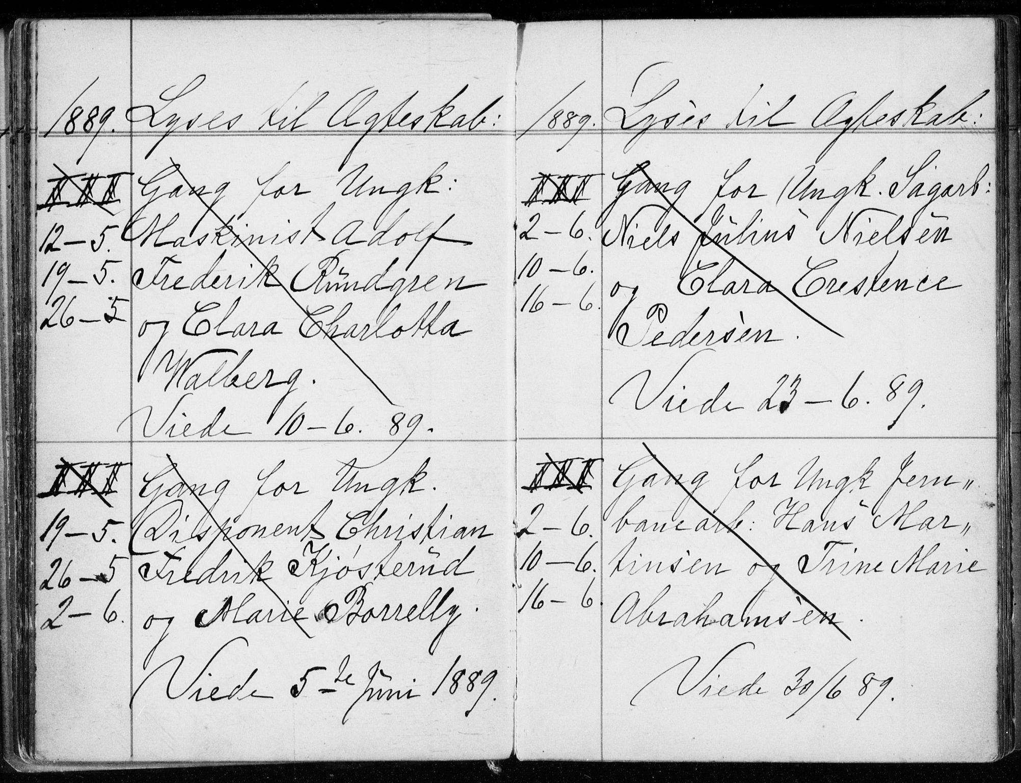 Strømsø kirkebøker, AV/SAKO-A-246/H/Ha/L0007: Lysningsprotokoll nr. 7, 1884-1896