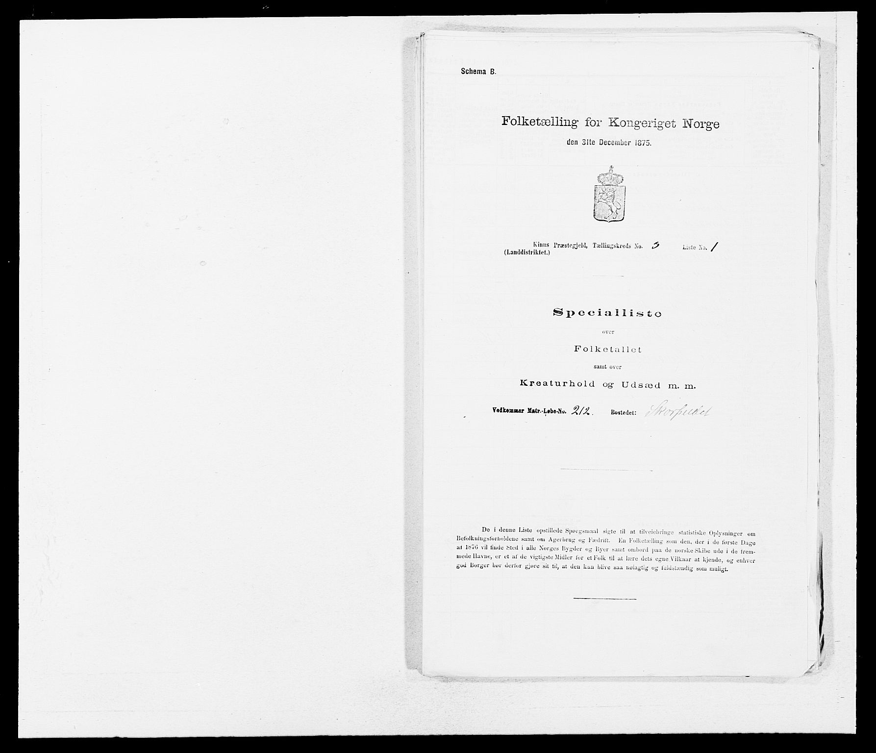 SAB, Folketelling 1875 for 1437L Kinn prestegjeld, Kinn sokn og Svanøy sokn, 1875, s. 319