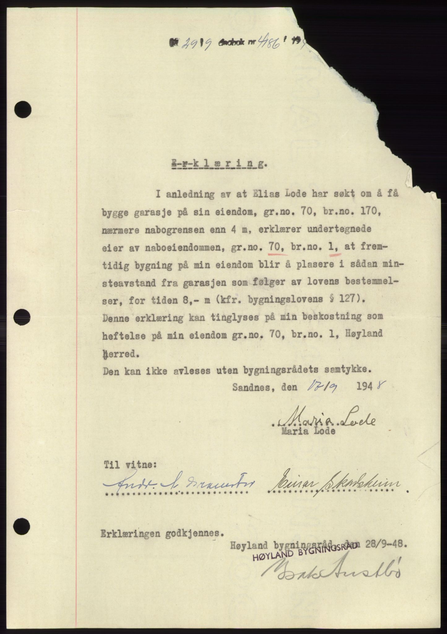 Jæren sorenskriveri, SAST/A-100310/03/G/Gba/L0100: Pantebok, 1948-1948, Dagboknr: 4186/1948