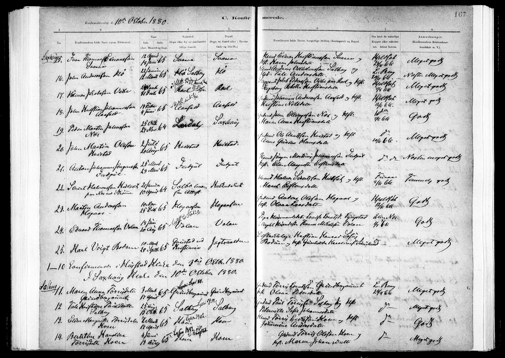 Ministerialprotokoller, klokkerbøker og fødselsregistre - Nord-Trøndelag, SAT/A-1458/730/L0285: Ministerialbok nr. 730A10, 1879-1914, s. 167