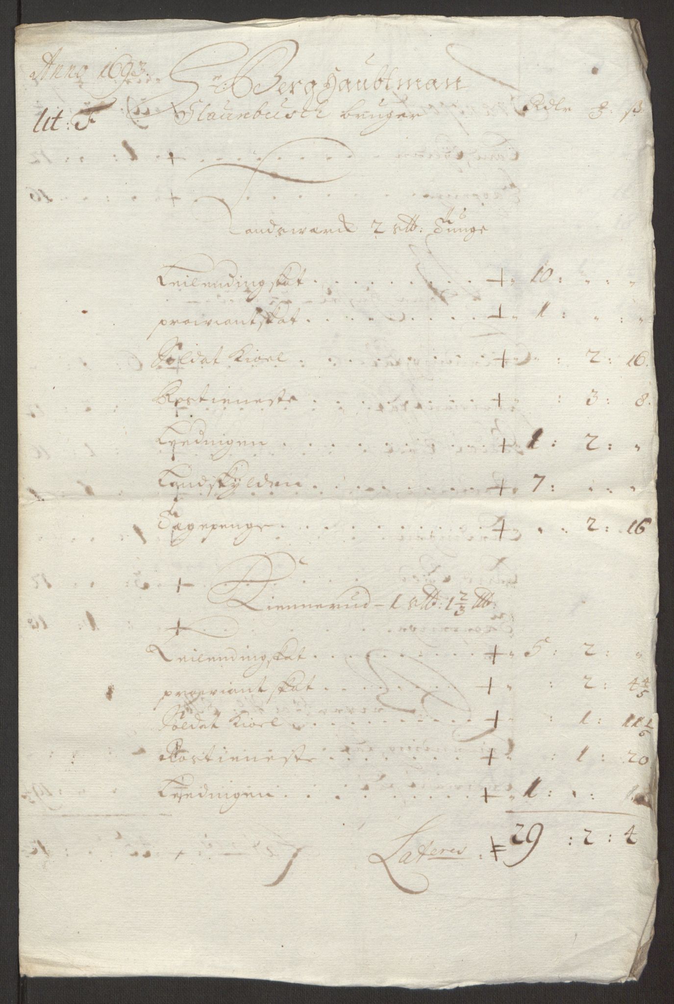 Rentekammeret inntil 1814, Reviderte regnskaper, Fogderegnskap, AV/RA-EA-4092/R24/L1575: Fogderegnskap Numedal og Sandsvær, 1692-1695, s. 460