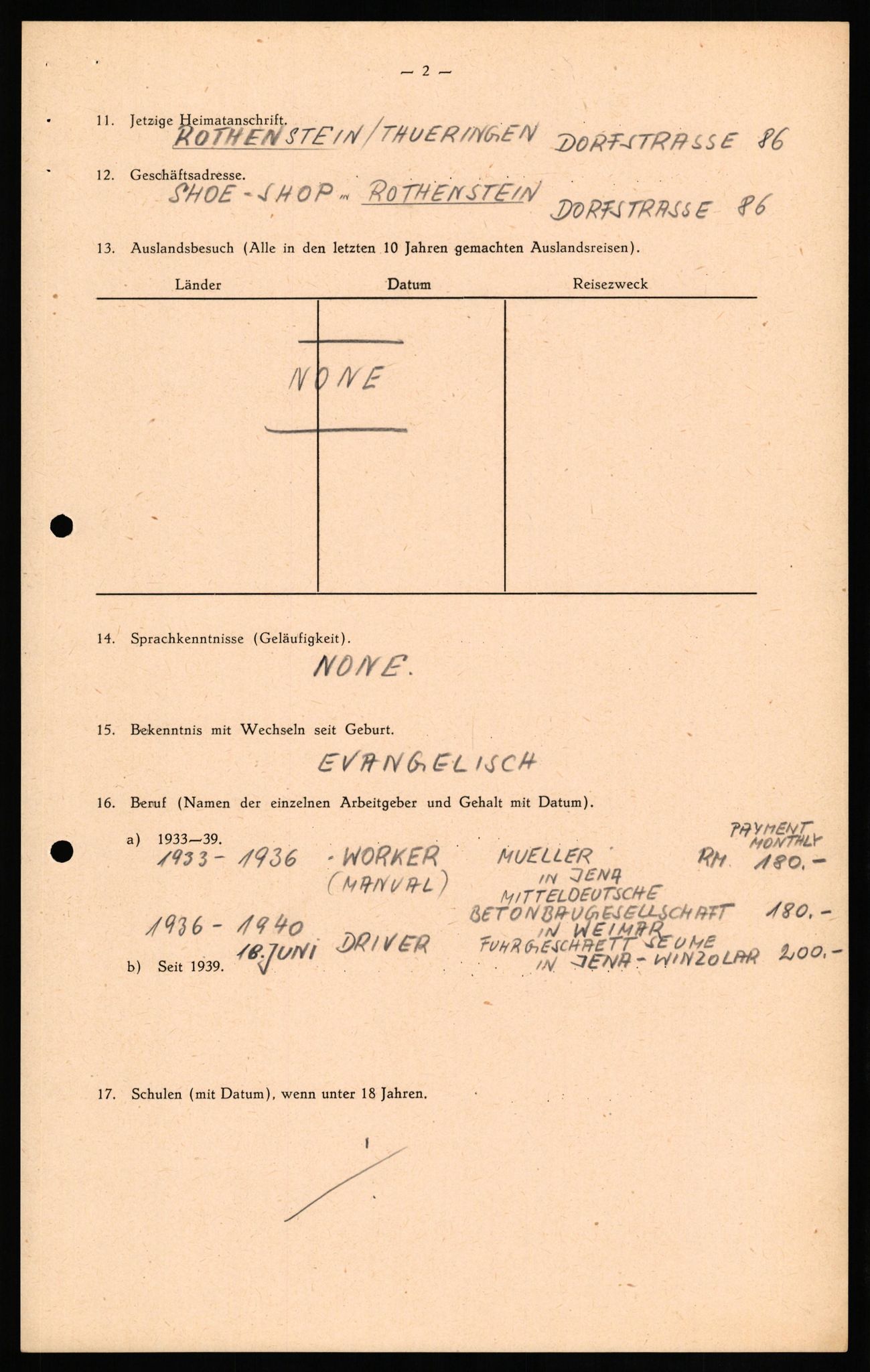 Forsvaret, Forsvarets overkommando II, AV/RA-RAFA-3915/D/Db/L0021: CI Questionaires. Tyske okkupasjonsstyrker i Norge. Tyskere., 1945-1946, s. 388