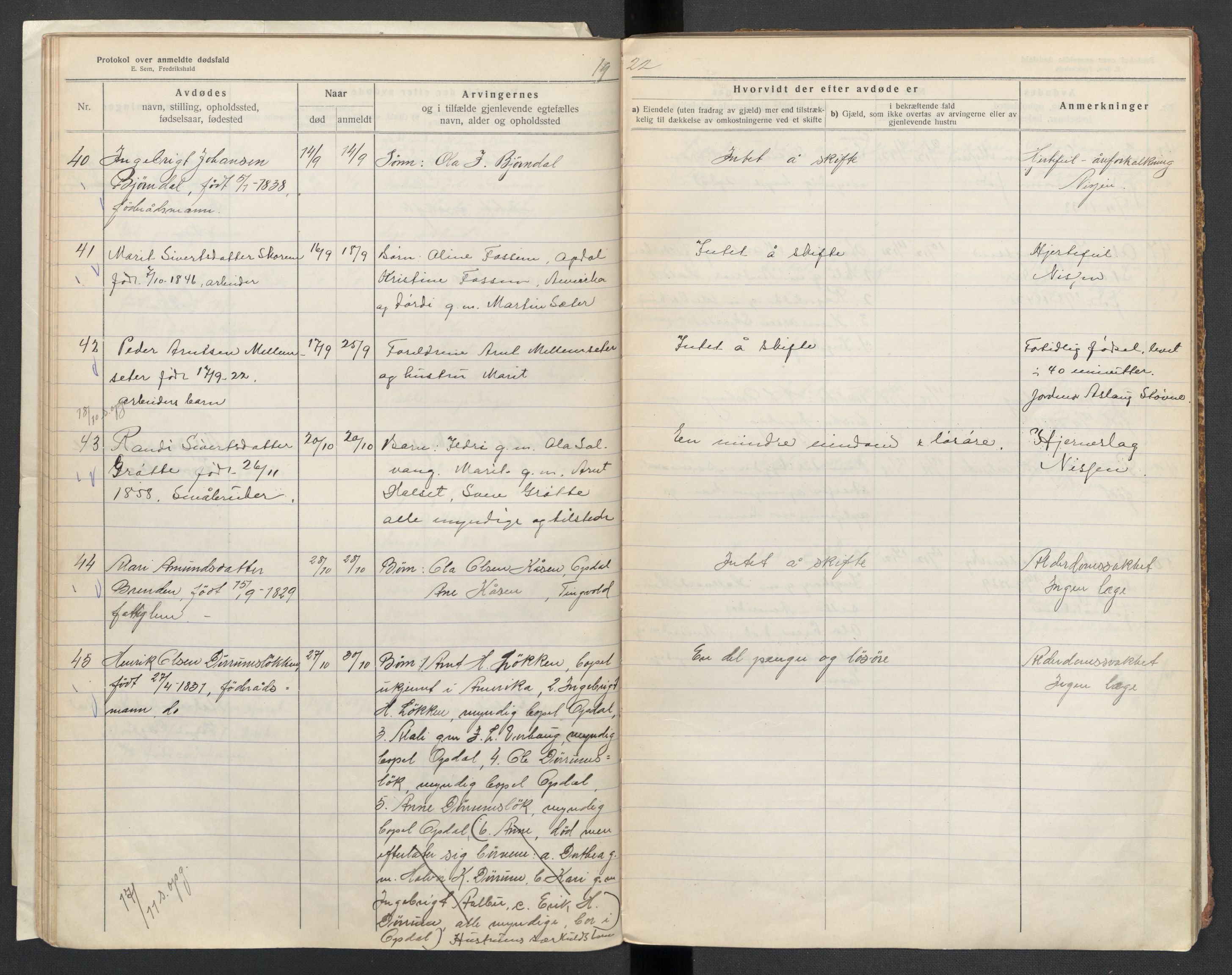 Oppdal lensmannskontor, AV/SAT-A-1073/1/02/L0003: 2.01.03 Dødsfallsprotokoll, 1919-1929