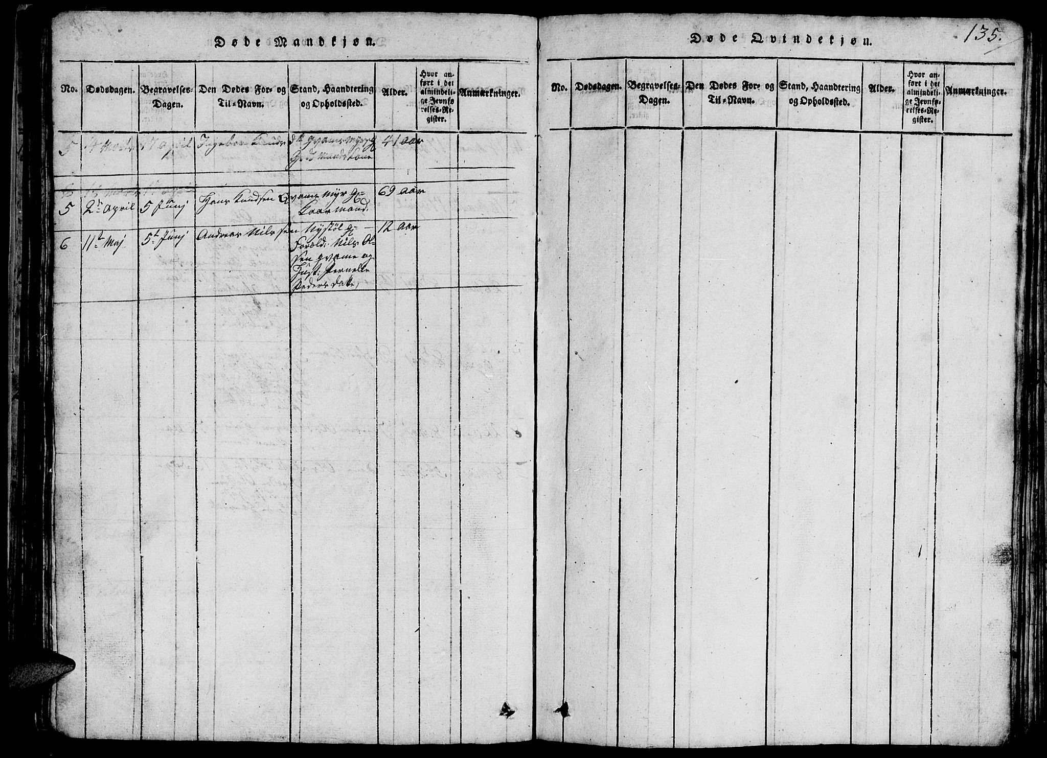 Ministerialprotokoller, klokkerbøker og fødselsregistre - Møre og Romsdal, SAT/A-1454/503/L0046: Klokkerbok nr. 503C01, 1816-1842, s. 135