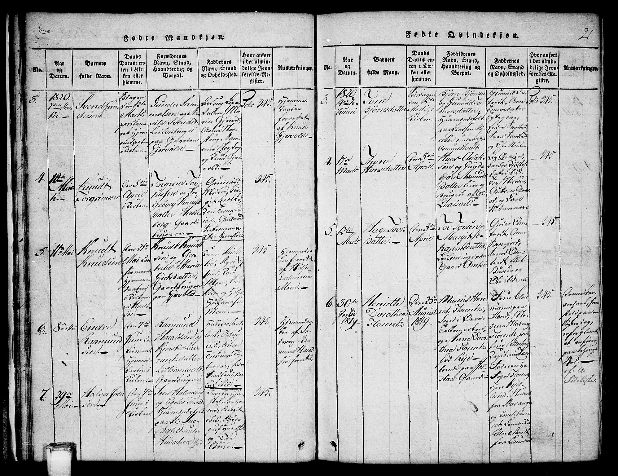 Kviteseid kirkebøker, AV/SAKO-A-276/G/Gb/L0001: Klokkerbok nr. II 1, 1815-1842, s. 21