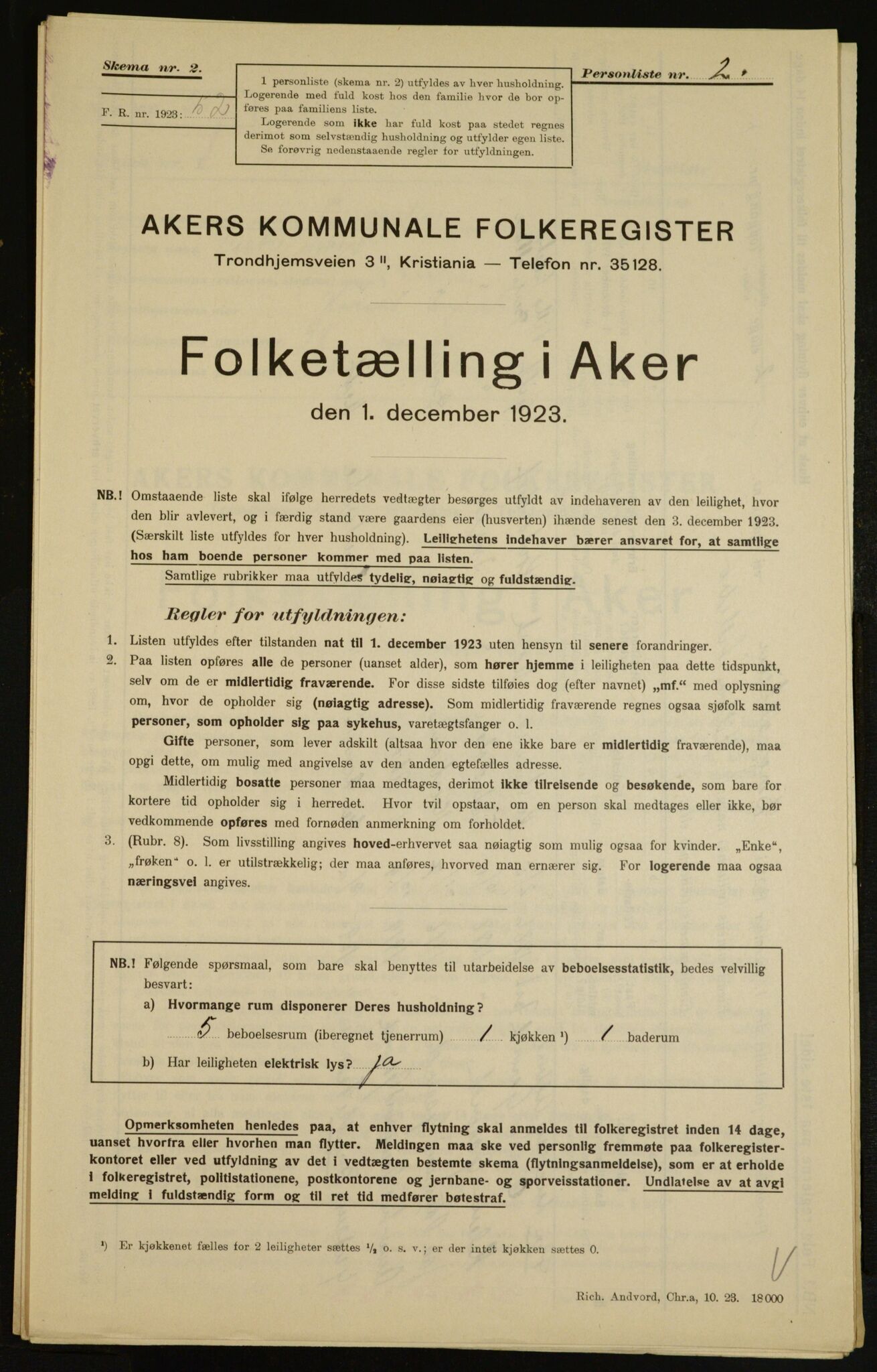 , Kommunal folketelling 1.12.1923 for Aker, 1923, s. 7764