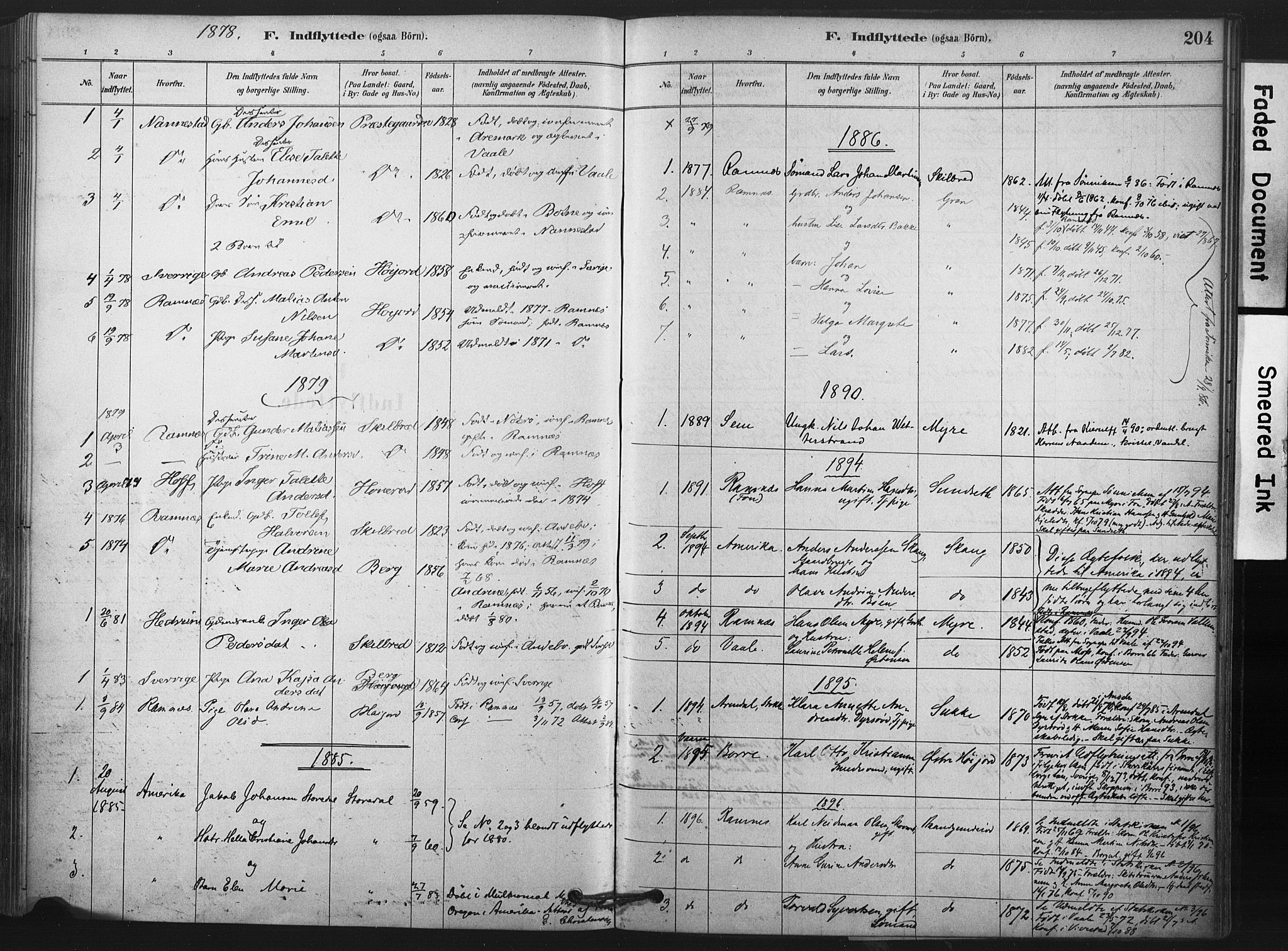 Andebu kirkebøker, AV/SAKO-A-336/F/Fb/L0001: Ministerialbok nr. II 1, 1878-1909, s. 204