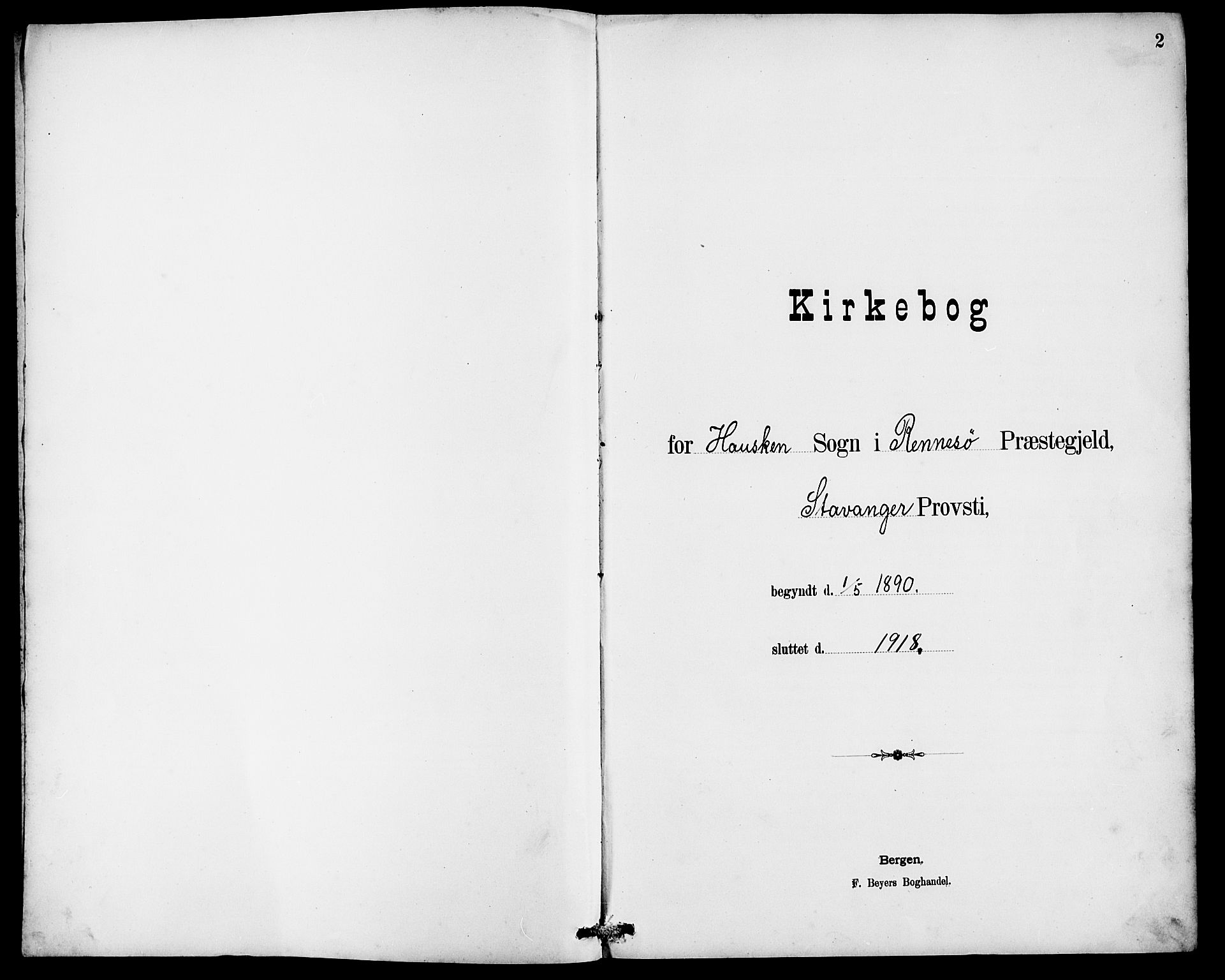 Rennesøy sokneprestkontor, SAST/A -101827/H/Ha/Hab/L0010: Klokkerbok nr. B 9, 1890-1918, s. 2
