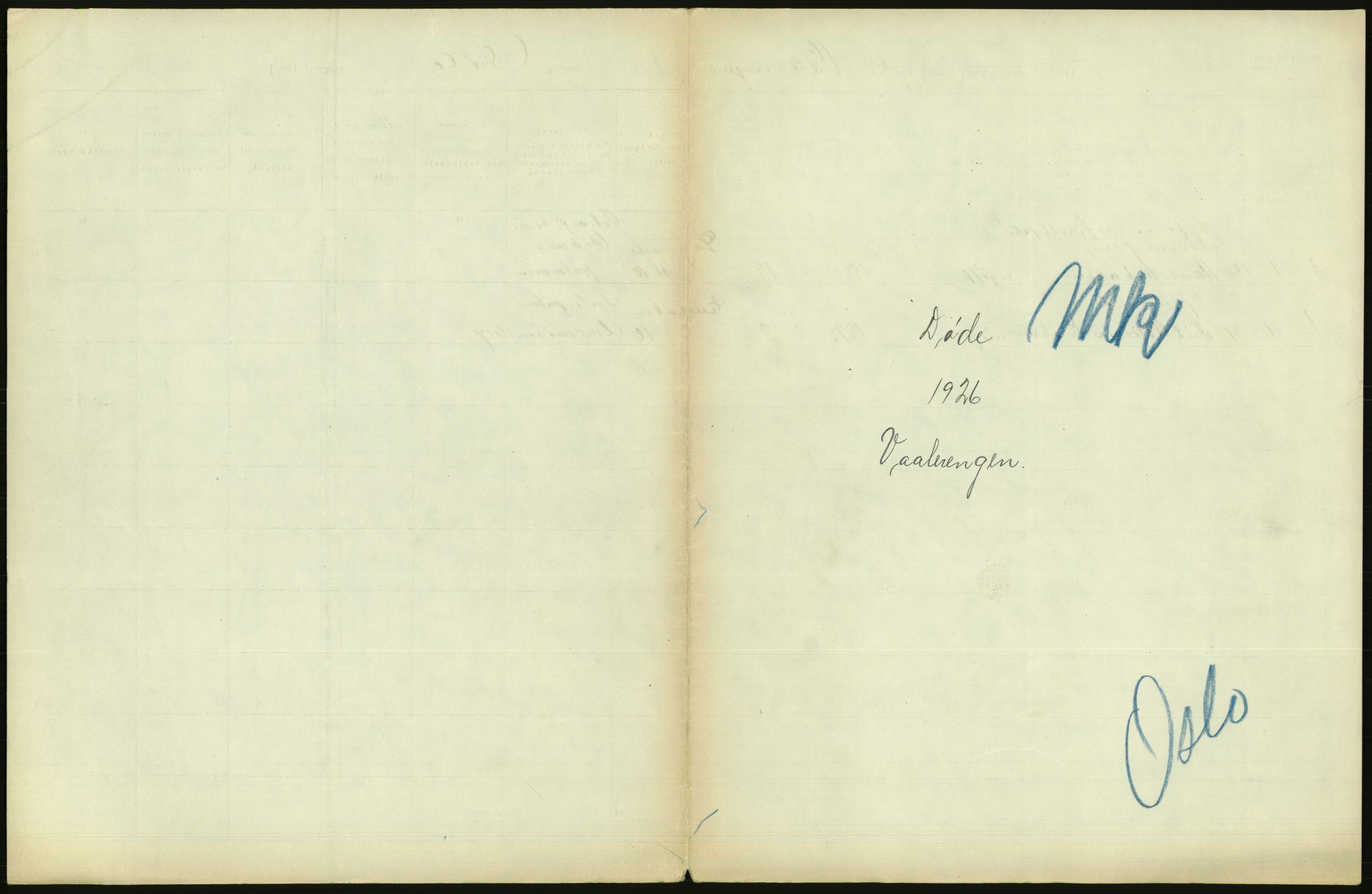 Statistisk sentralbyrå, Sosiodemografiske emner, Befolkning, AV/RA-S-2228/D/Df/Dfc/Dfcf/L0009: Oslo: Døde menn, 1926, s. 337