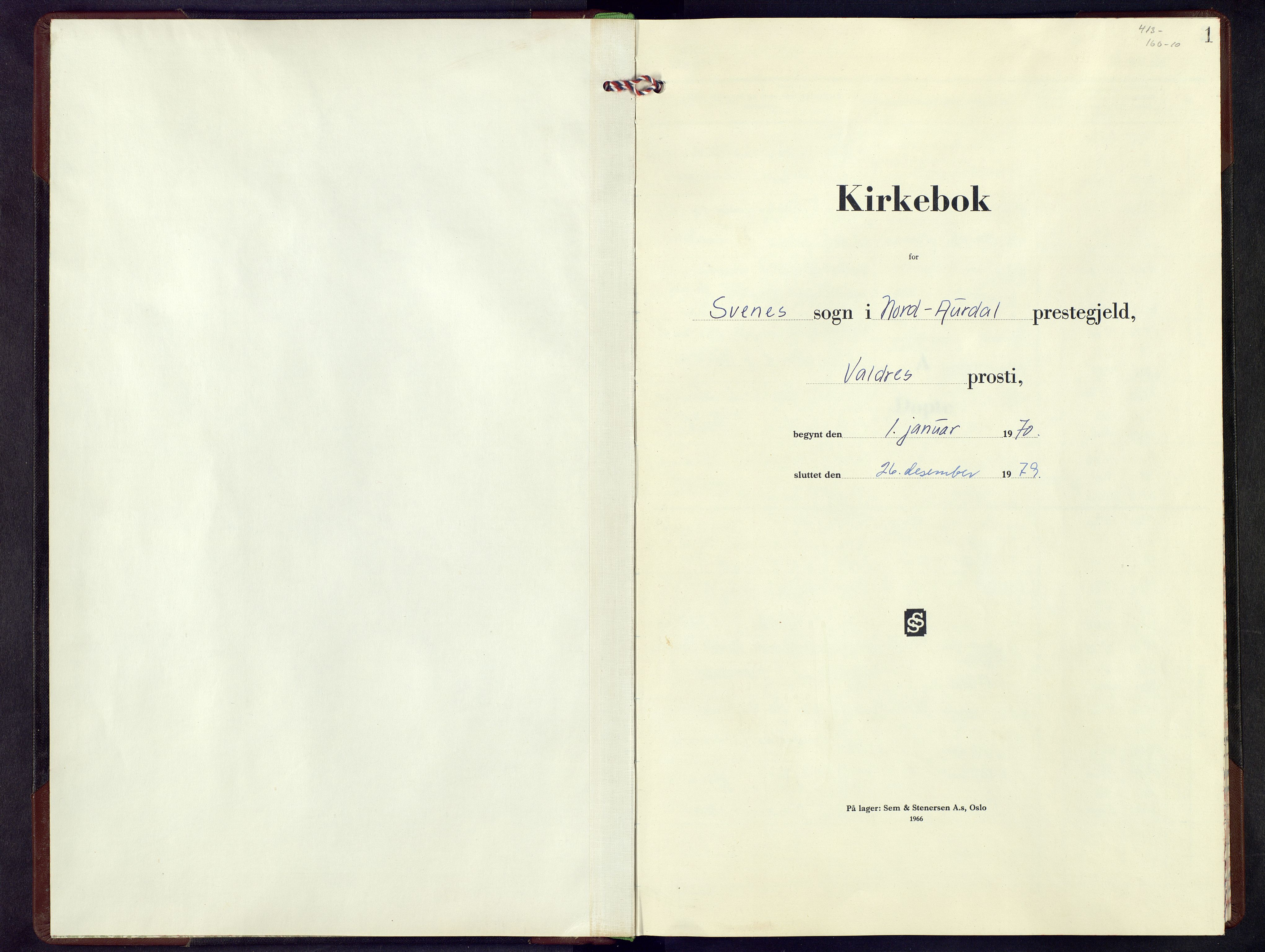 Nord-Aurdal prestekontor, SAH/PREST-132/H/Ha/Hab/L0023: Klokkerbok nr. 23, 1970-1979, s. 1