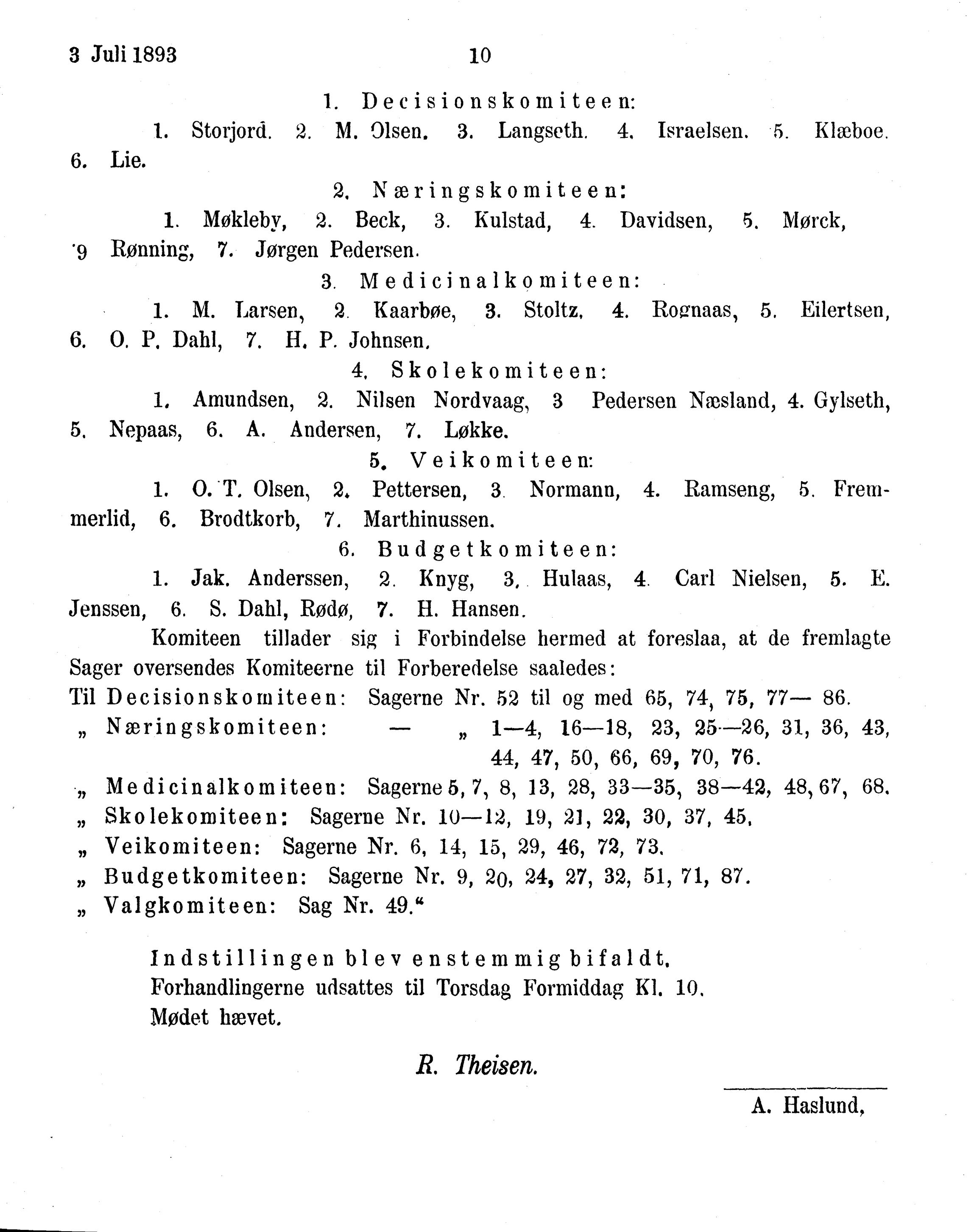 Nordland Fylkeskommune. Fylkestinget, AIN/NFK-17/176/A/Ac/L0016: Fylkestingsforhandlinger 1891-1893, 1891-1893