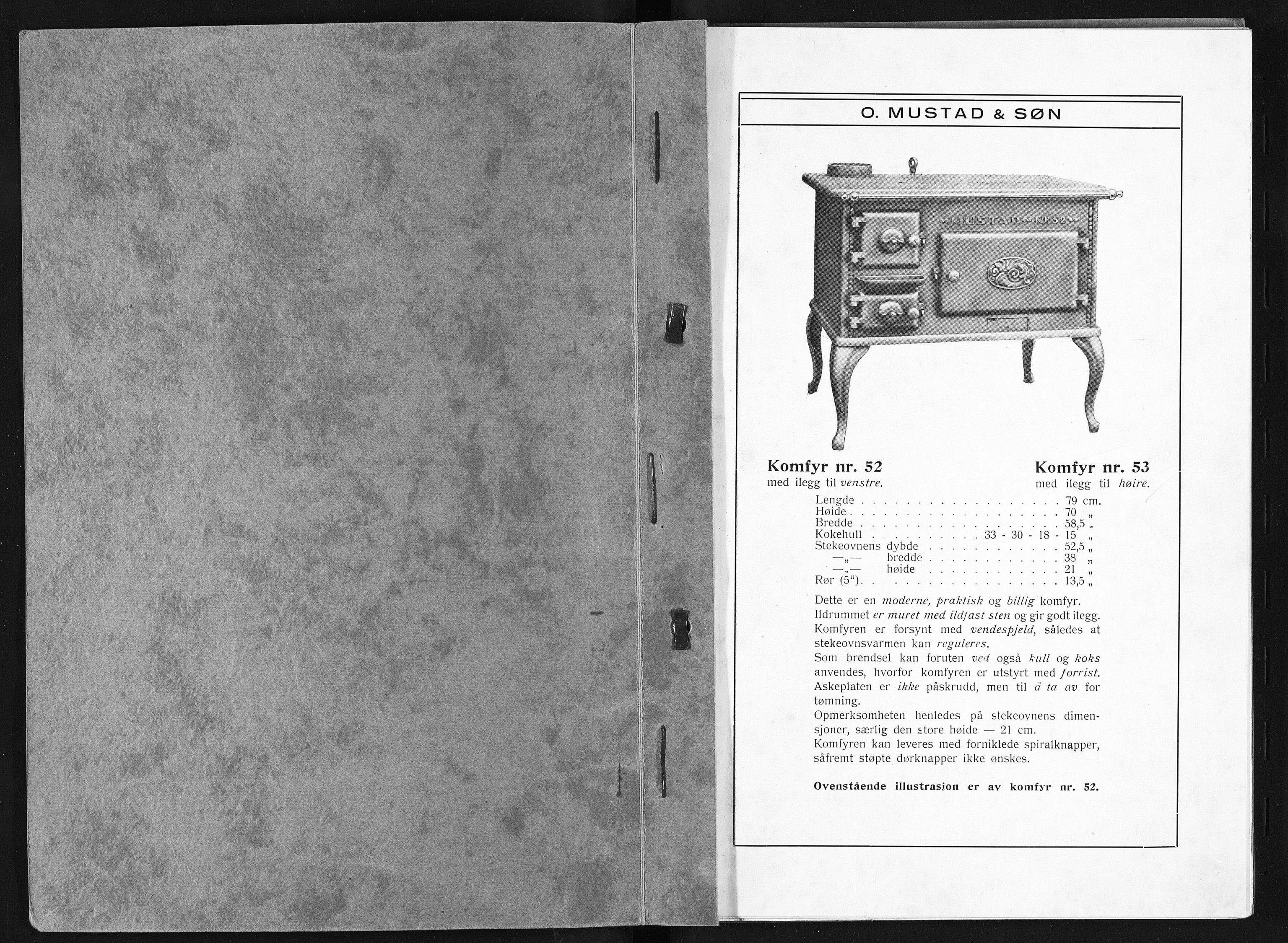 Næs Jernverksmuseets samling av historiske ovnskataloger, NESJ/NJM-006/01/L0020: O. Mustad & Søn Oslo - Bergen Trondheim, 1934