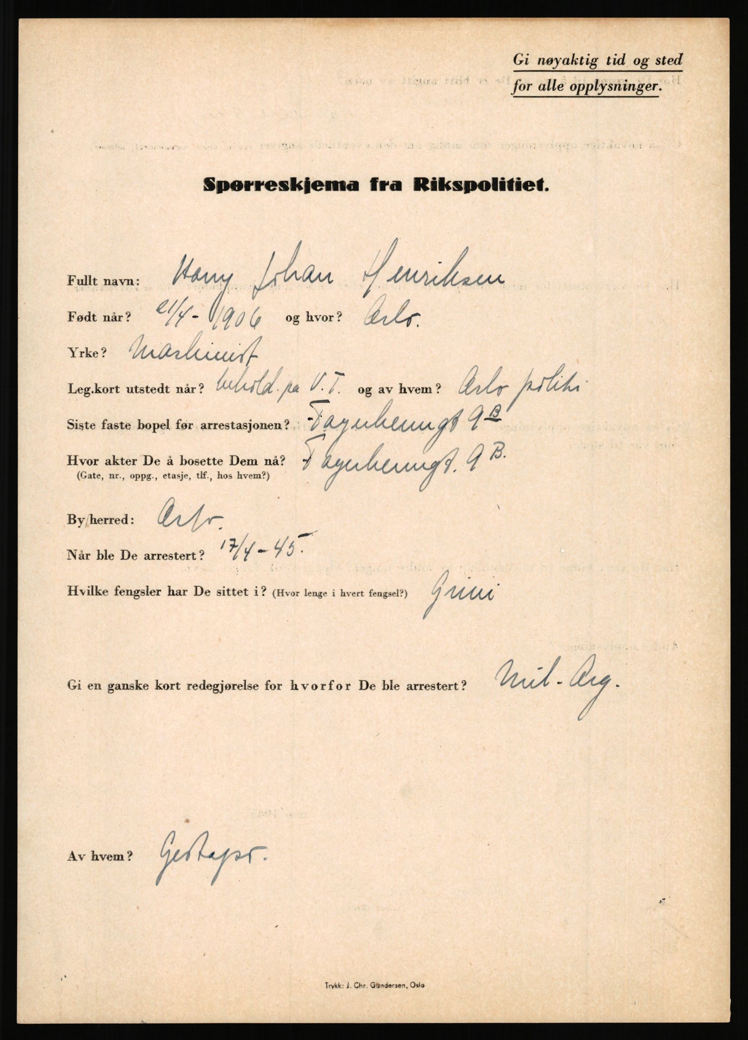 Rikspolitisjefen, AV/RA-S-1560/L/L0007: Heen, Erik C. - Iversen, Trygve, 1940-1945, s. 57