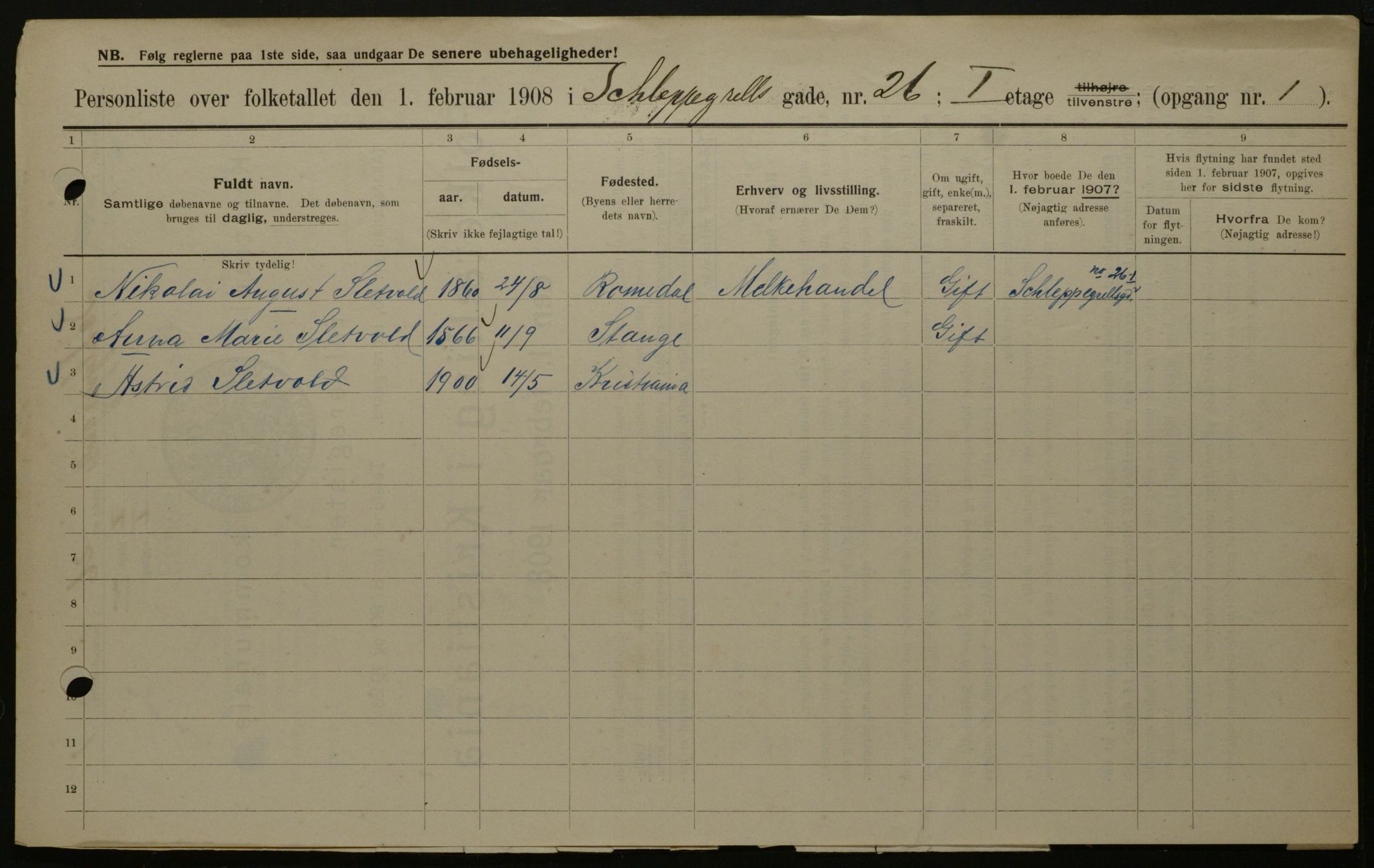 OBA, Kommunal folketelling 1.2.1908 for Kristiania kjøpstad, 1908, s. 81308