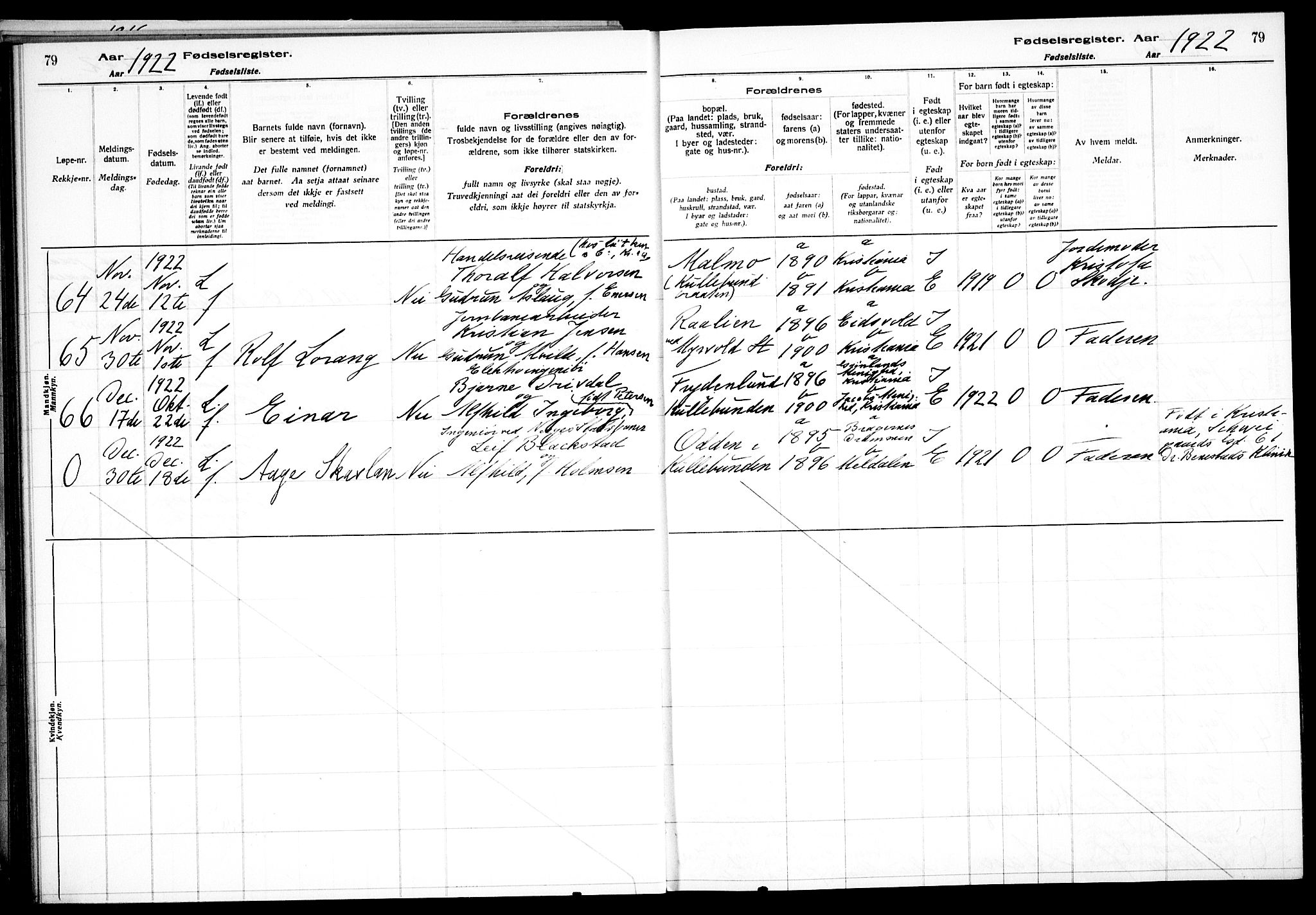 Nesodden prestekontor Kirkebøker, AV/SAO-A-10013/J/Jb/L0001: Fødselsregister nr. II 1, 1916-1933, s. 79