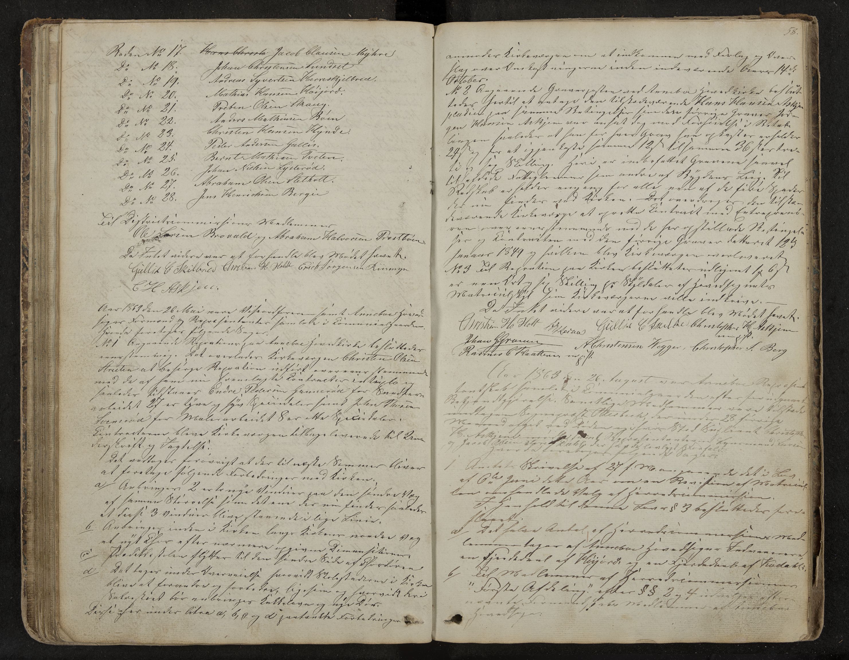 Andebu formannskap og sentraladministrasjon, IKAK/0719021-1/A/Aa/L0001: Møtebok med register, 1837-1869, s. 58