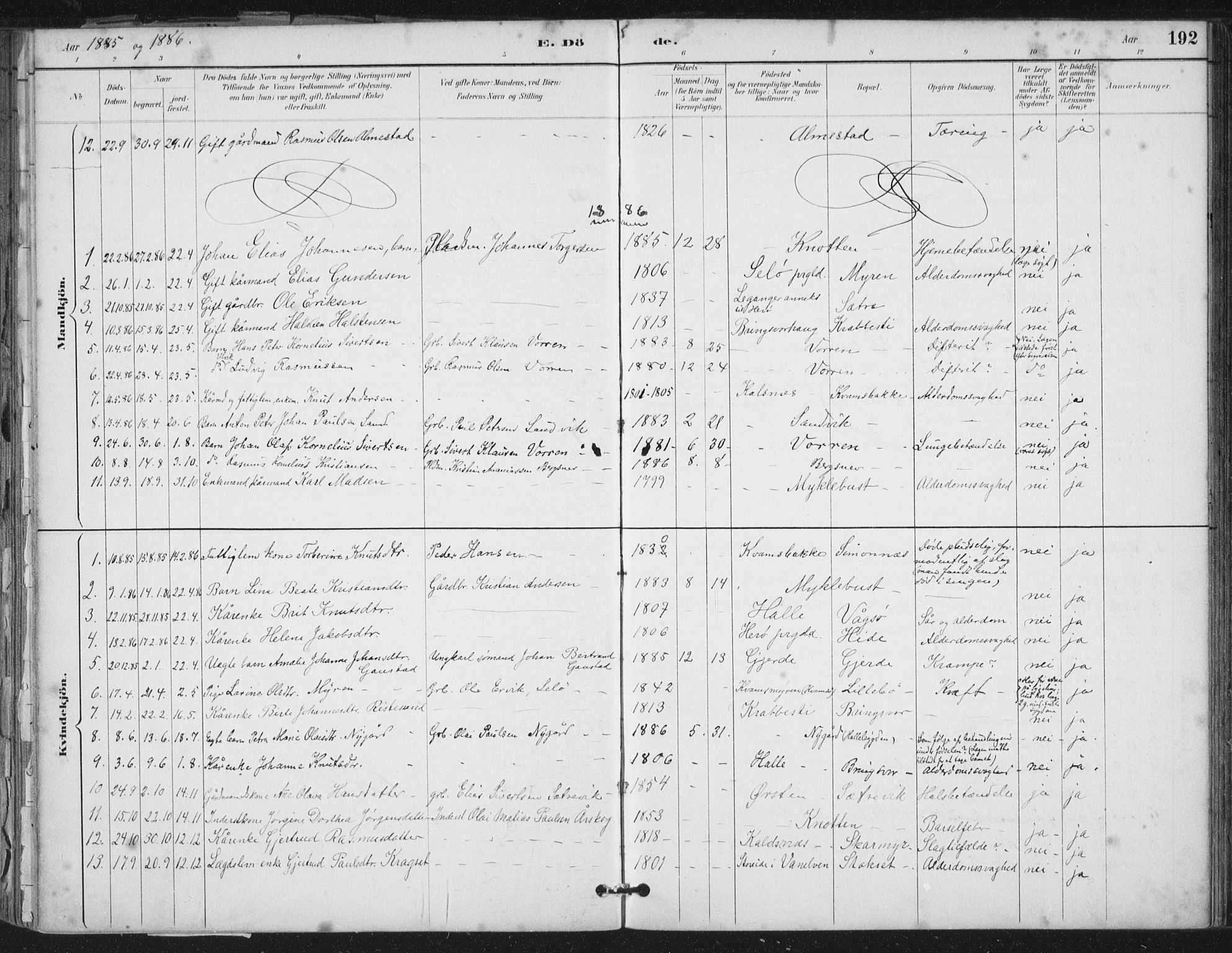 Ministerialprotokoller, klokkerbøker og fødselsregistre - Møre og Romsdal, AV/SAT-A-1454/503/L0037: Ministerialbok nr. 503A05, 1884-1900, s. 192