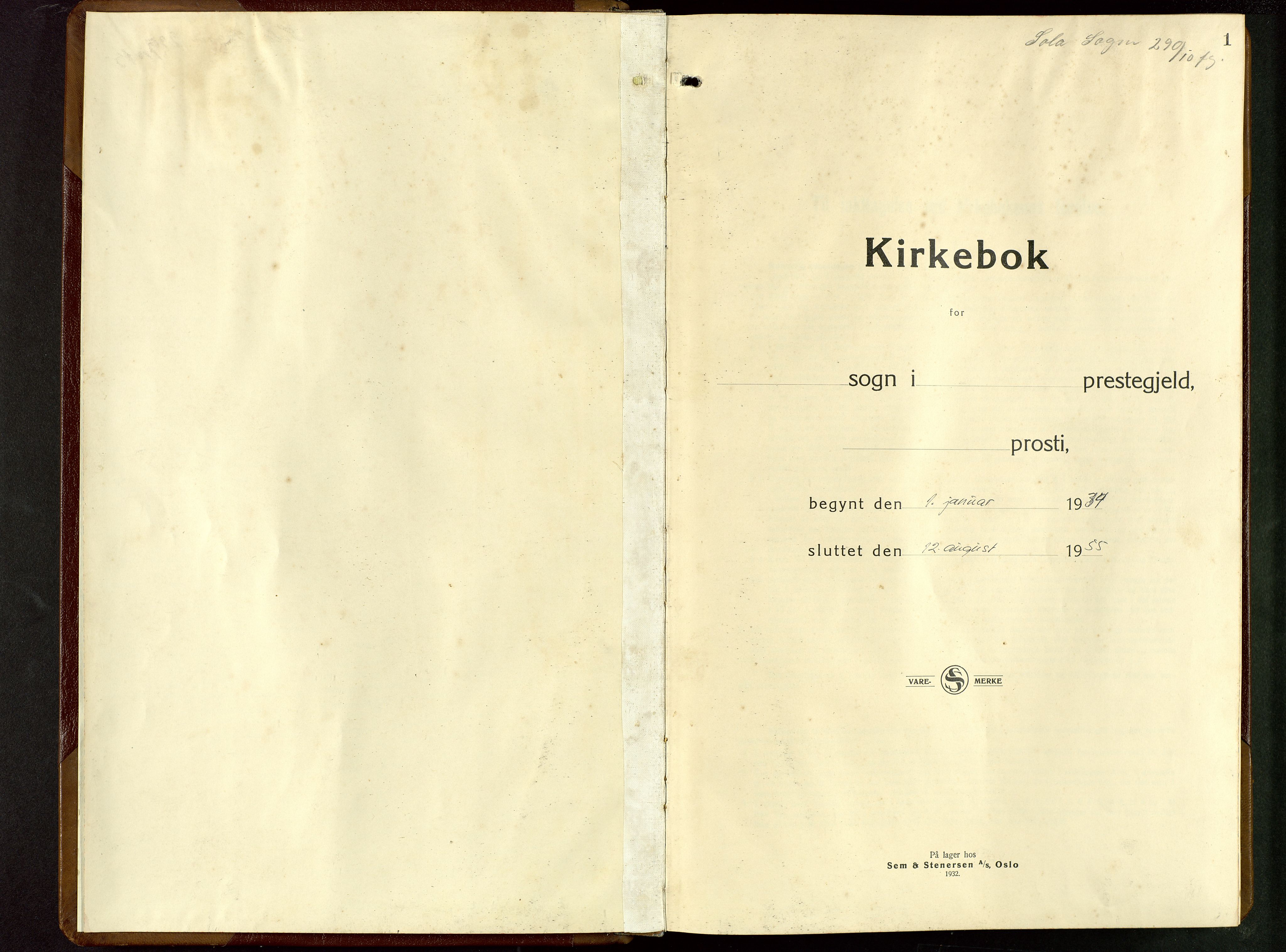 Håland sokneprestkontor, SAST/A-101802/001/30BB/L0005: Klokkerbok nr. B 5, 1934-1955, s. 1