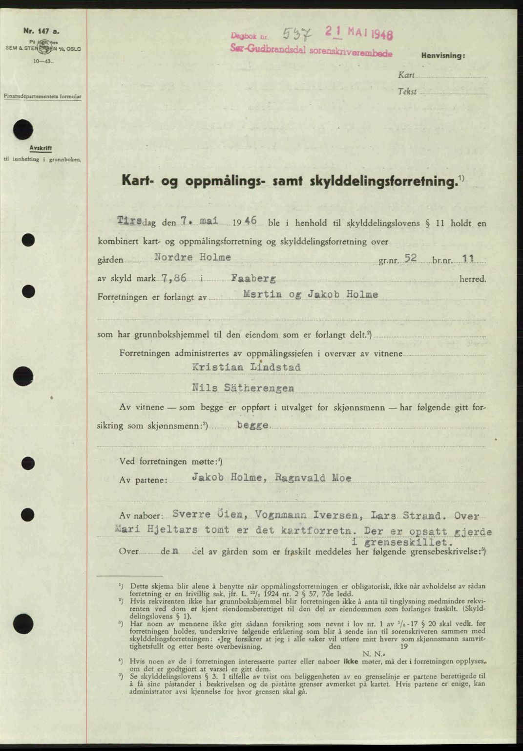 Sør-Gudbrandsdal tingrett, SAH/TING-004/H/Hb/Hbd/L0015: Pantebok nr. A15, 1945-1946, Dagboknr: 537/1946