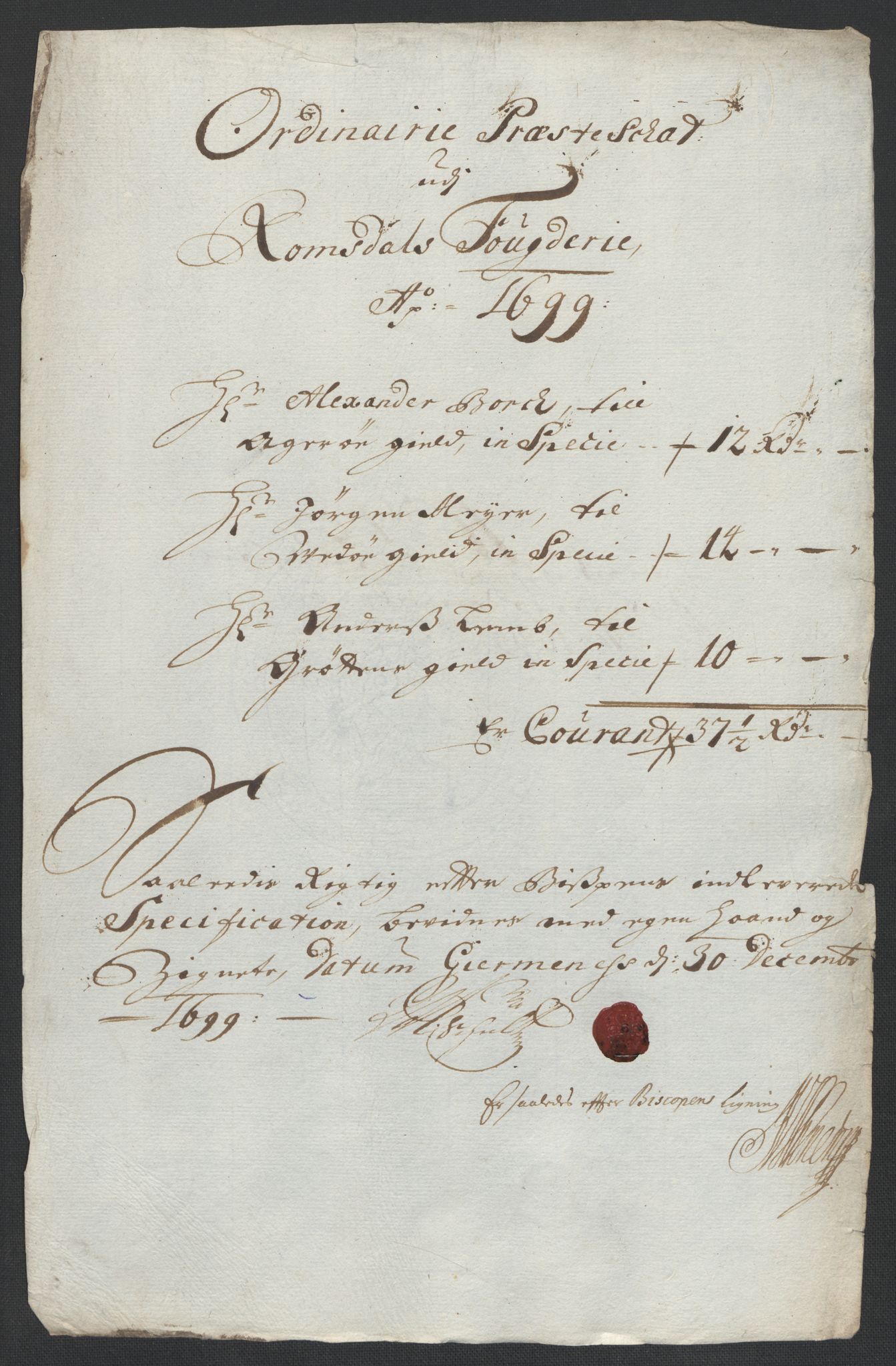 Rentekammeret inntil 1814, Reviderte regnskaper, Fogderegnskap, RA/EA-4092/R55/L3654: Fogderegnskap Romsdal, 1699-1700, s. 100